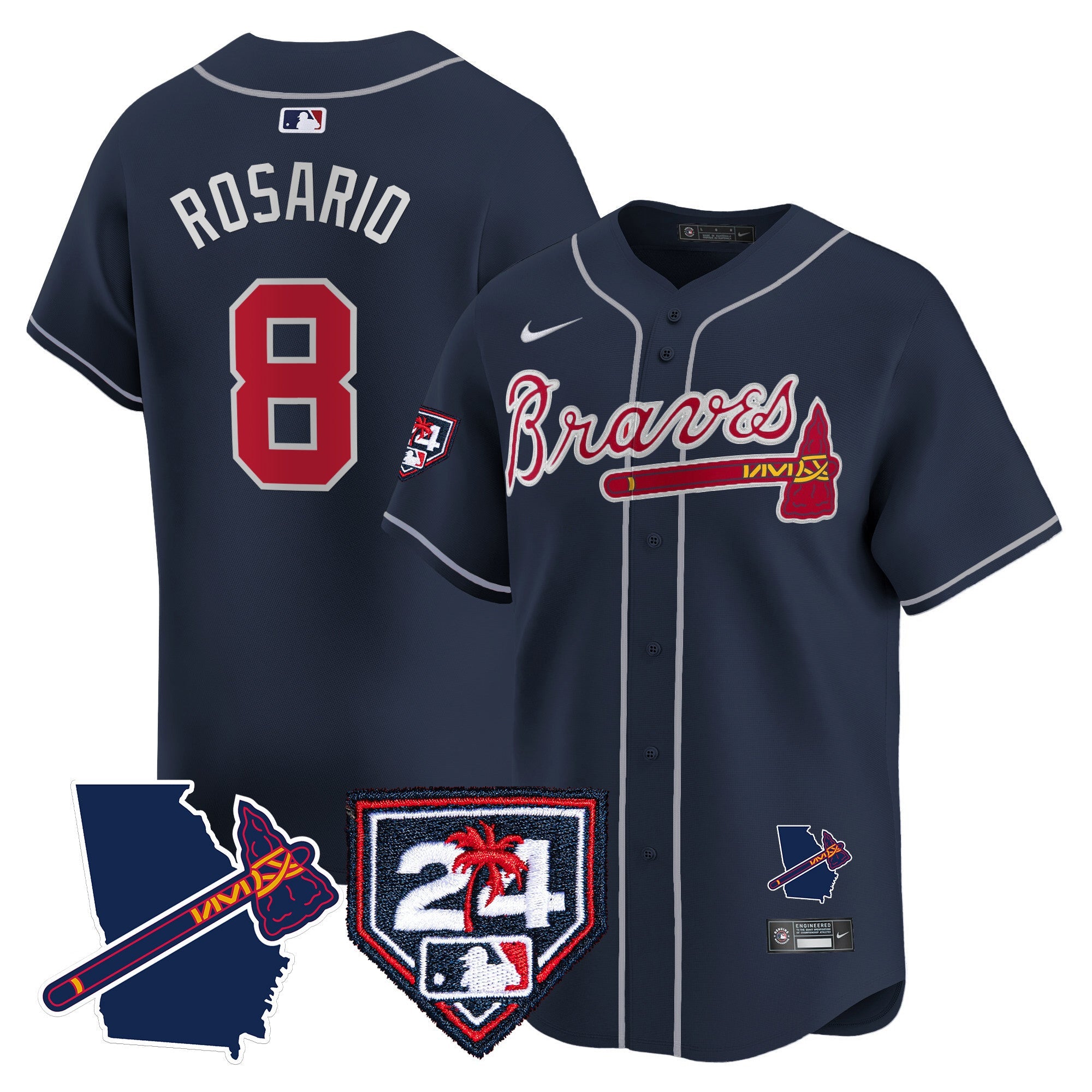 Men’s Atlanta 2024 Spring Training & Georgia Patch Vapor Premier Limited Jersey