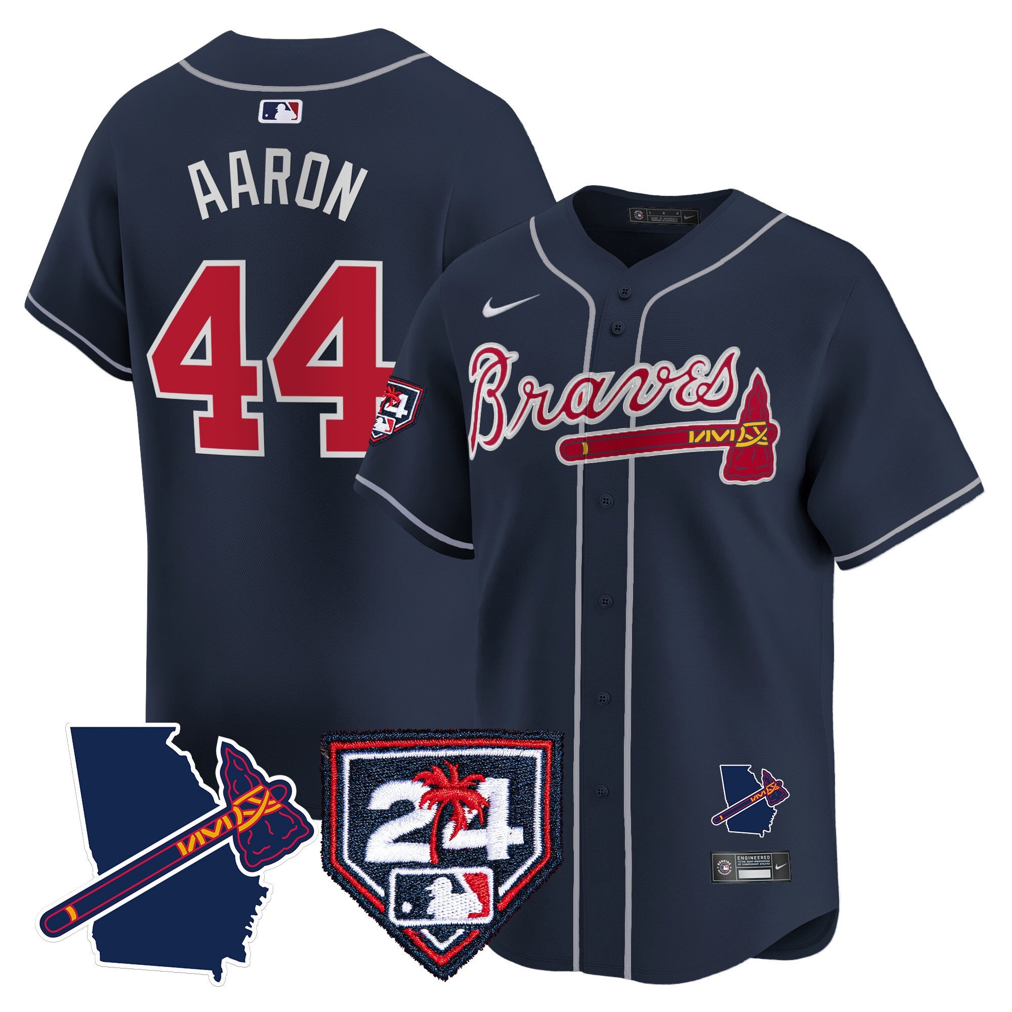 Men’s Atlanta 2024 Spring Training & Georgia Patch Vapor Premier Limited Jersey