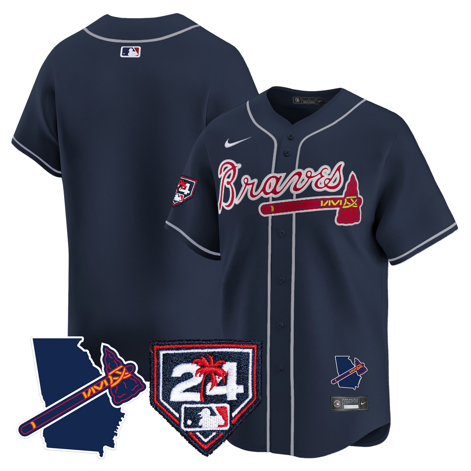 Men’s Atlanta 2024 Spring Training & Georgia Patch Vapor Premier Limited Jersey