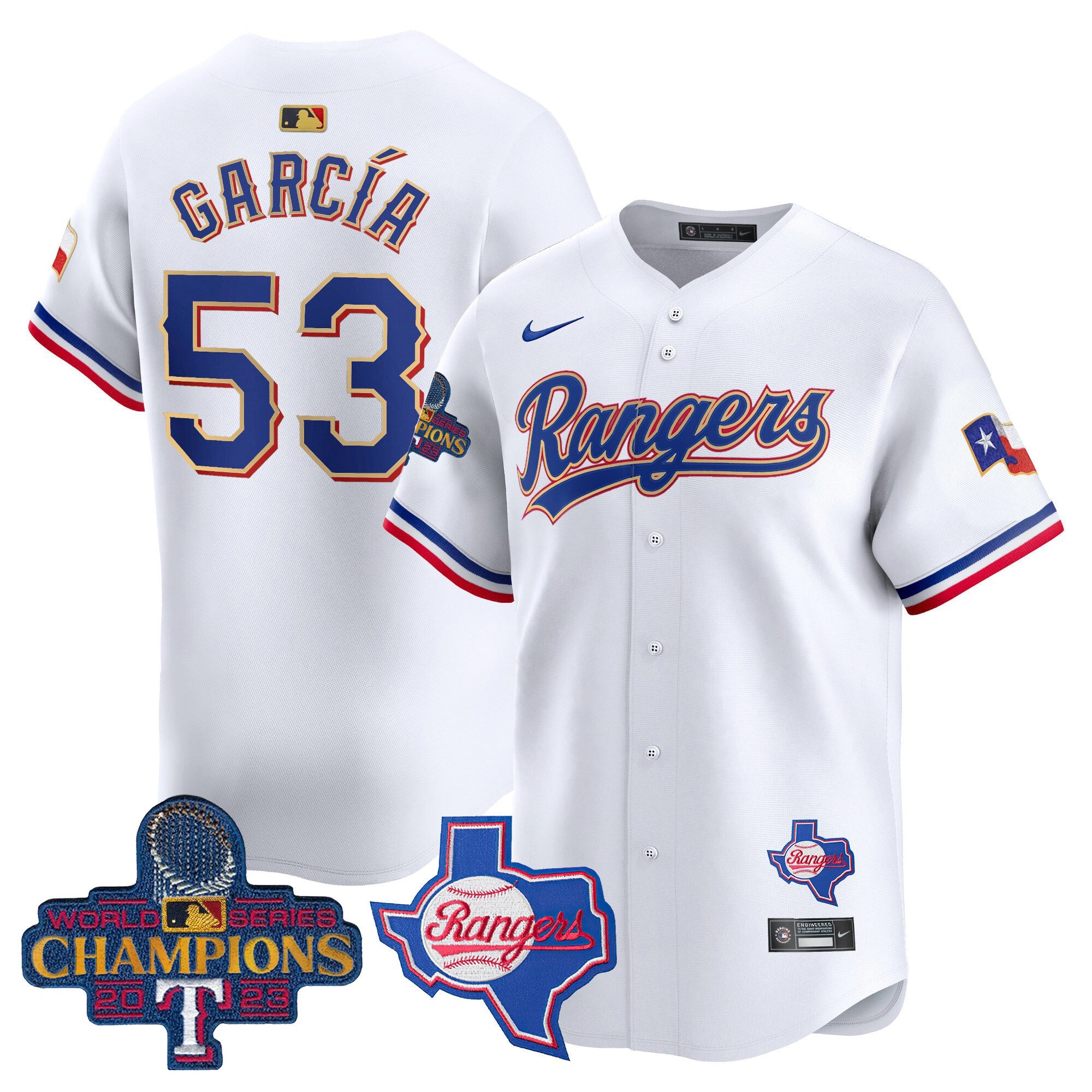 Men’s Texas 2023 World Series Champions Gold Trim Vapor Premier Limited Jersey V2