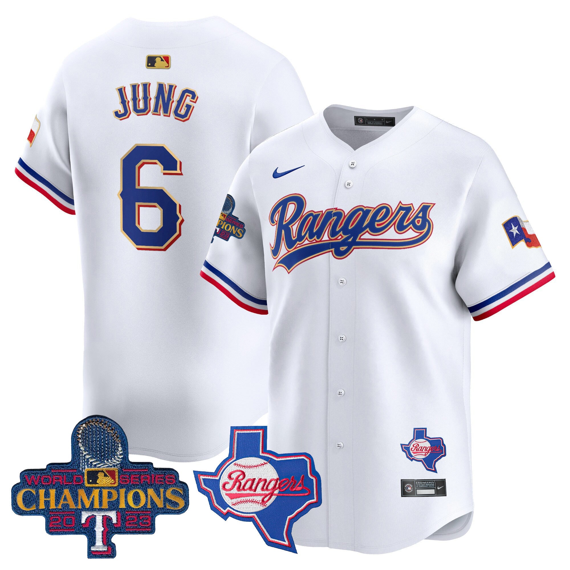 Men’s Texas 2023 World Series Champions Gold Trim Vapor Premier Limited Jersey V2