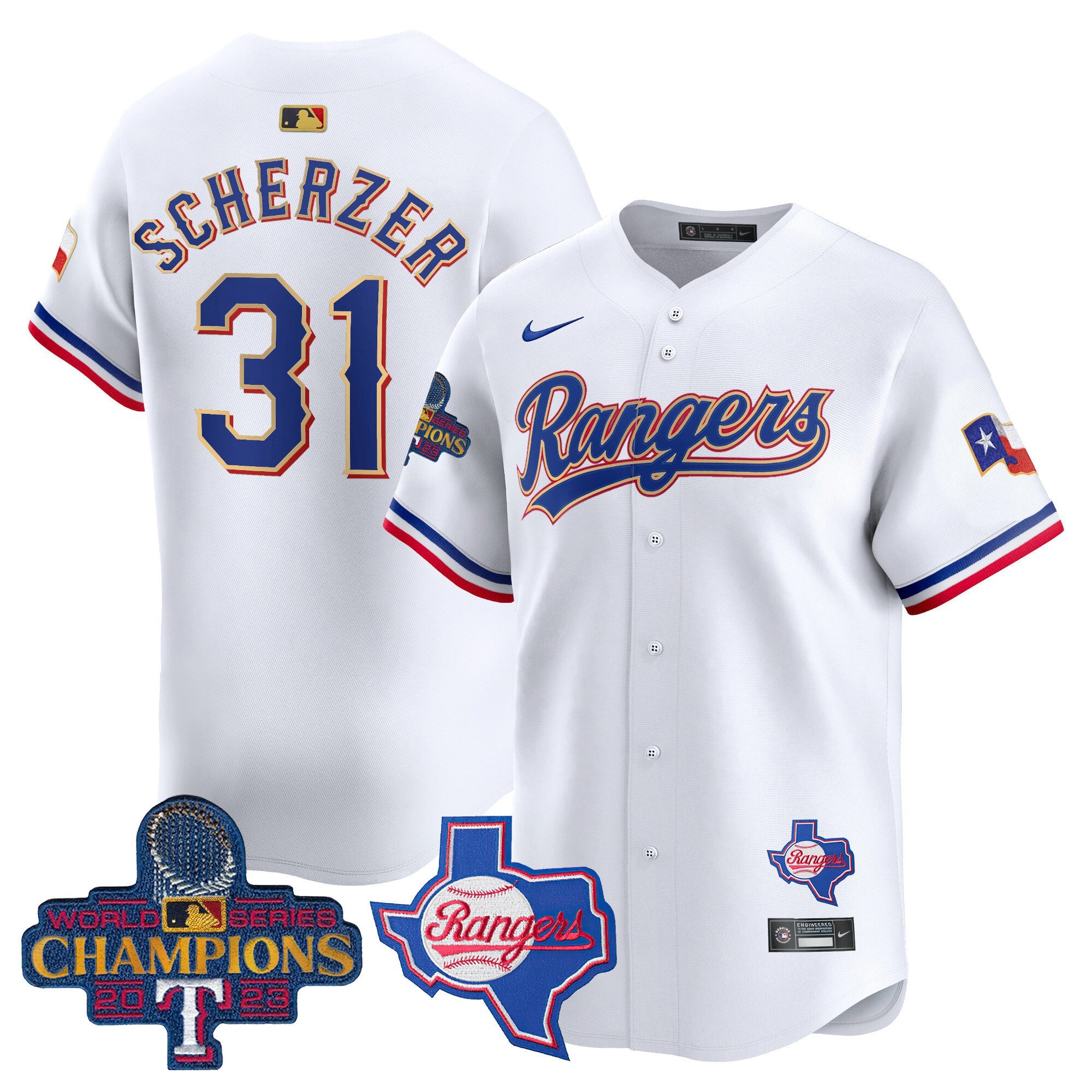 Men’s Texas 2023 World Series Champions Gold Trim Vapor Premier Limited Jersey V2