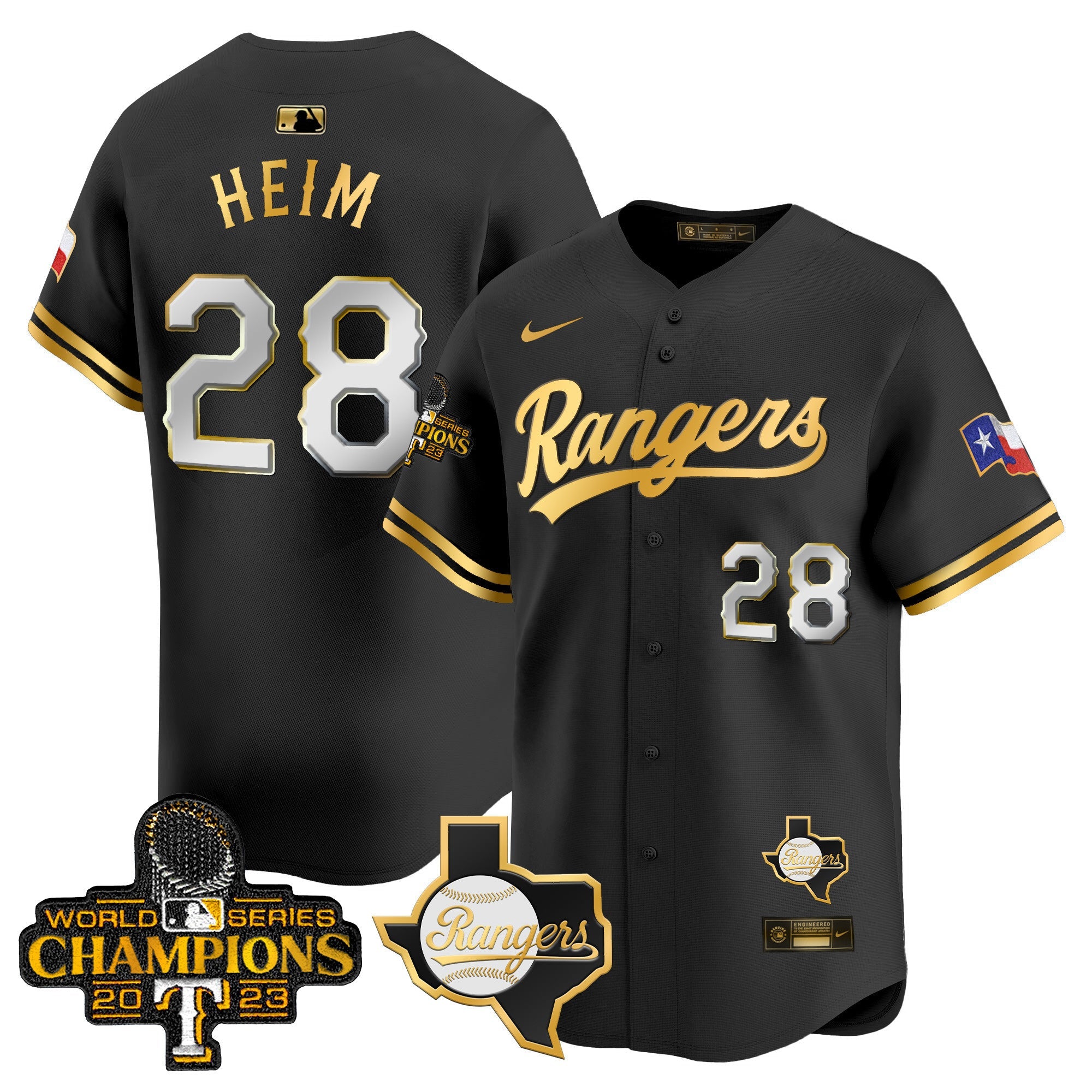 Men’s Texas 2023 World Series Champions Gold Trim Vapor Premier Limited Jersey V2