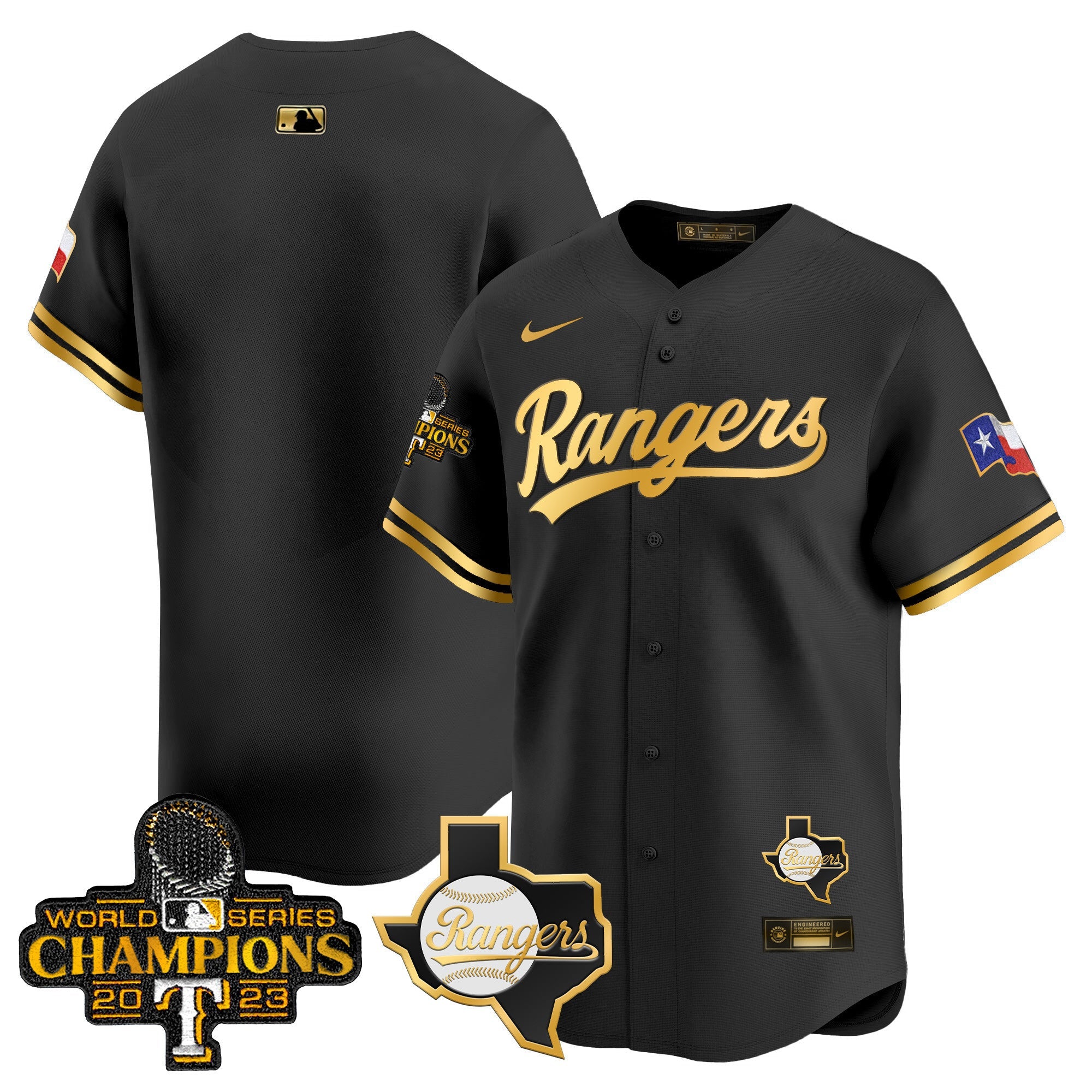 Men’s Texas 2023 World Series Champions Gold Trim Vapor Premier Limited Jersey V2