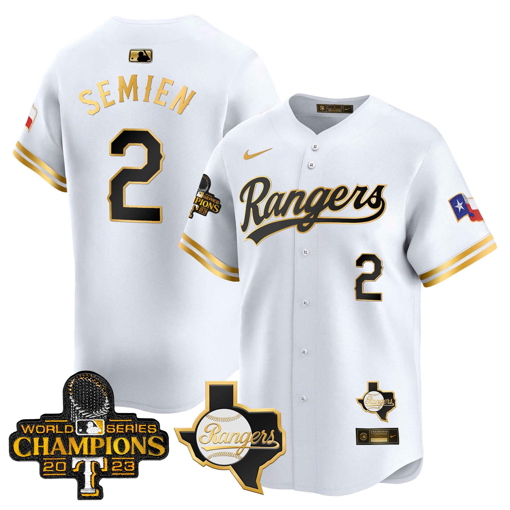 Men’s Texas 2023 World Series Champions Gold Trim Vapor Premier Limited Jersey V2