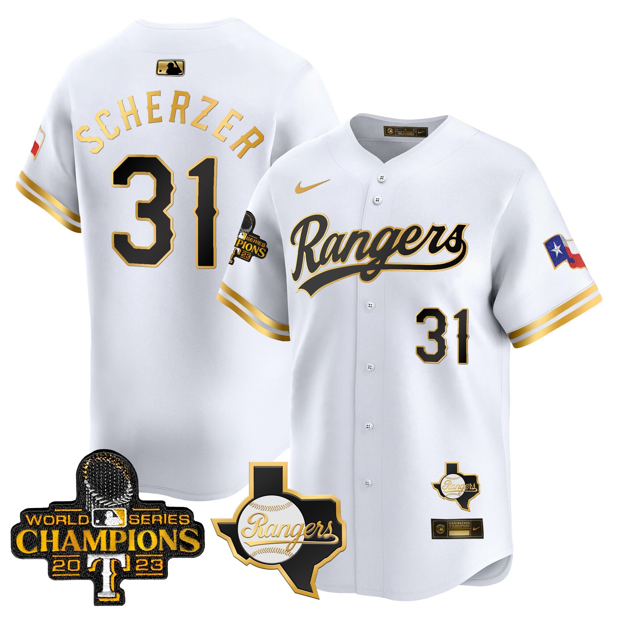 Men’s Texas 2023 World Series Champions Gold Trim Vapor Premier Limited Jersey V2