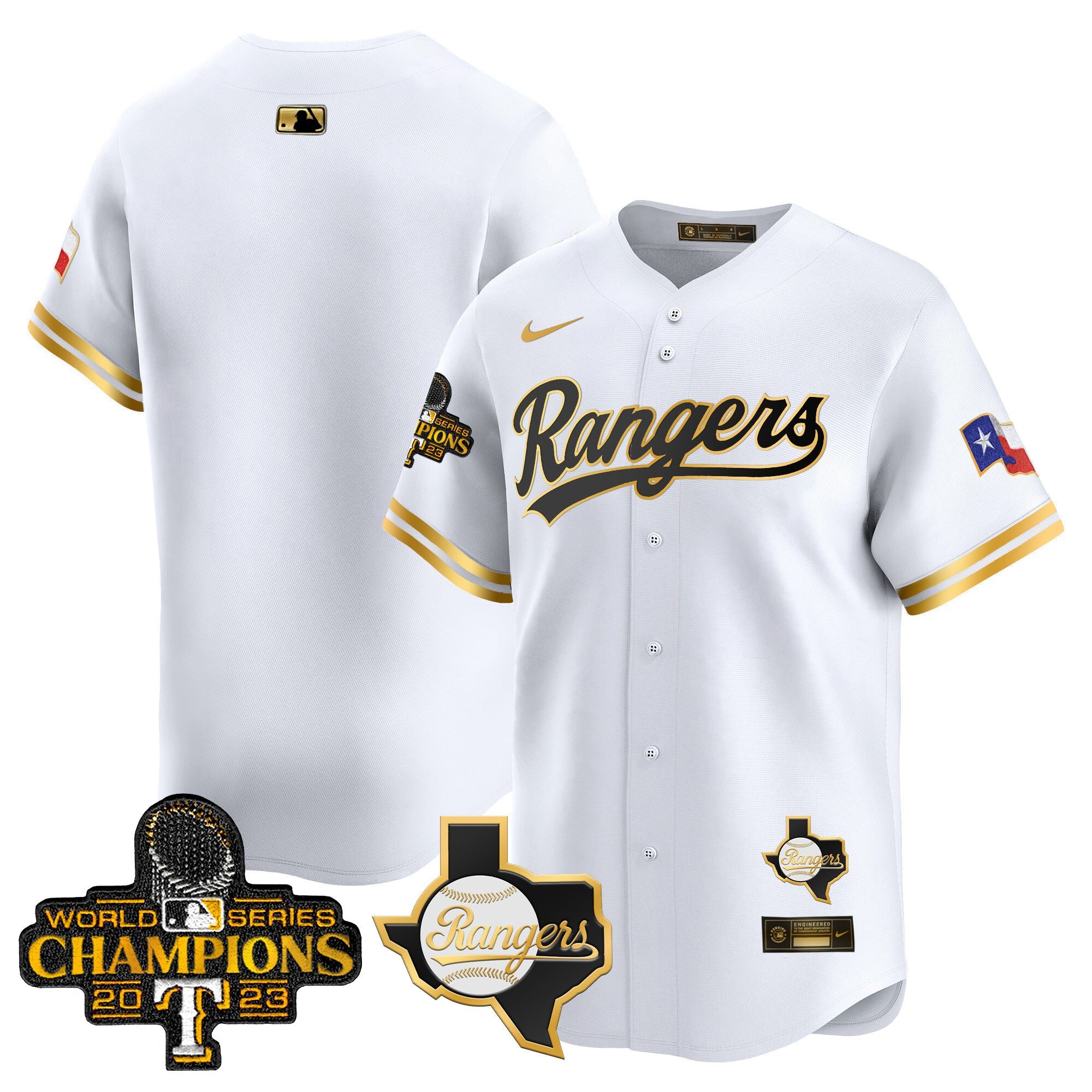 Men’s Texas 2023 World Series Champions Gold Trim Vapor Premier Limited Jersey V2