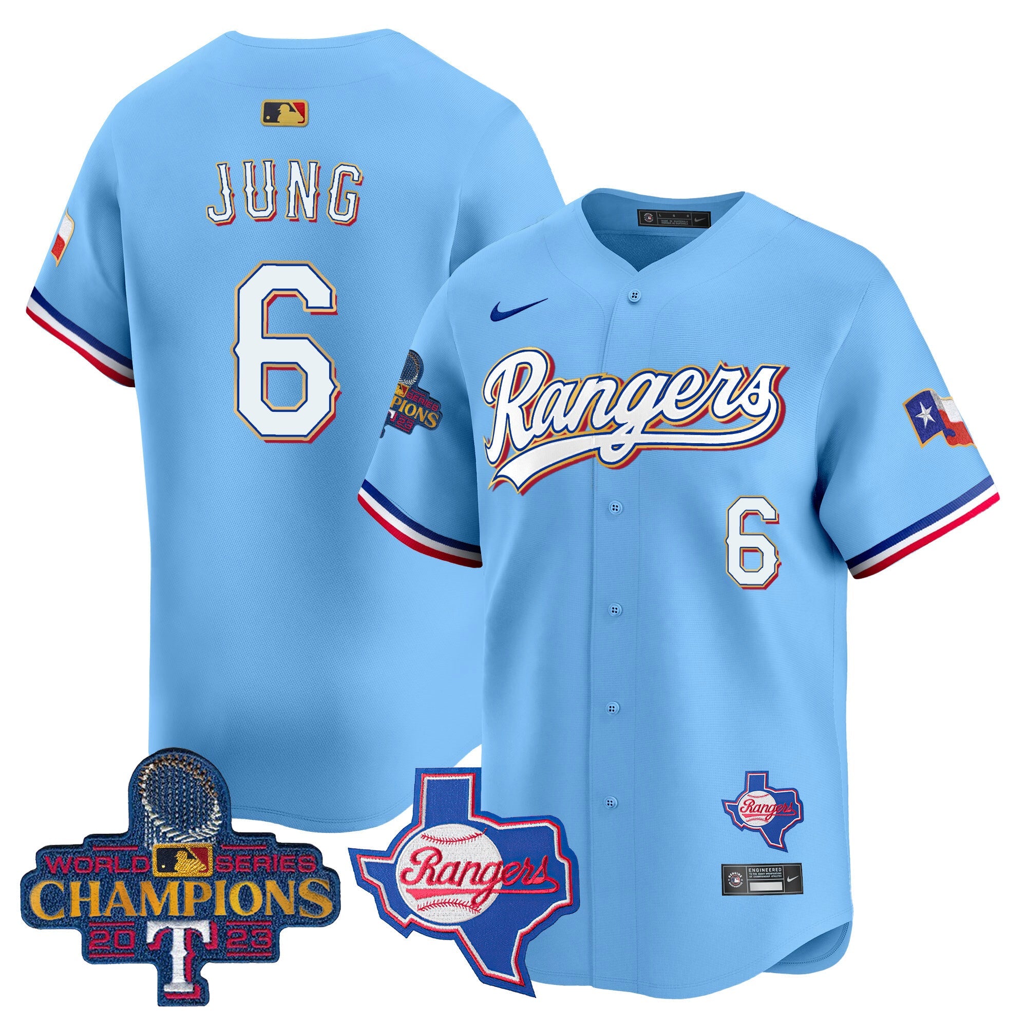 Men’s Texas 2023 World Series Champions Gold Trim Vapor Premier Limited Jersey V2