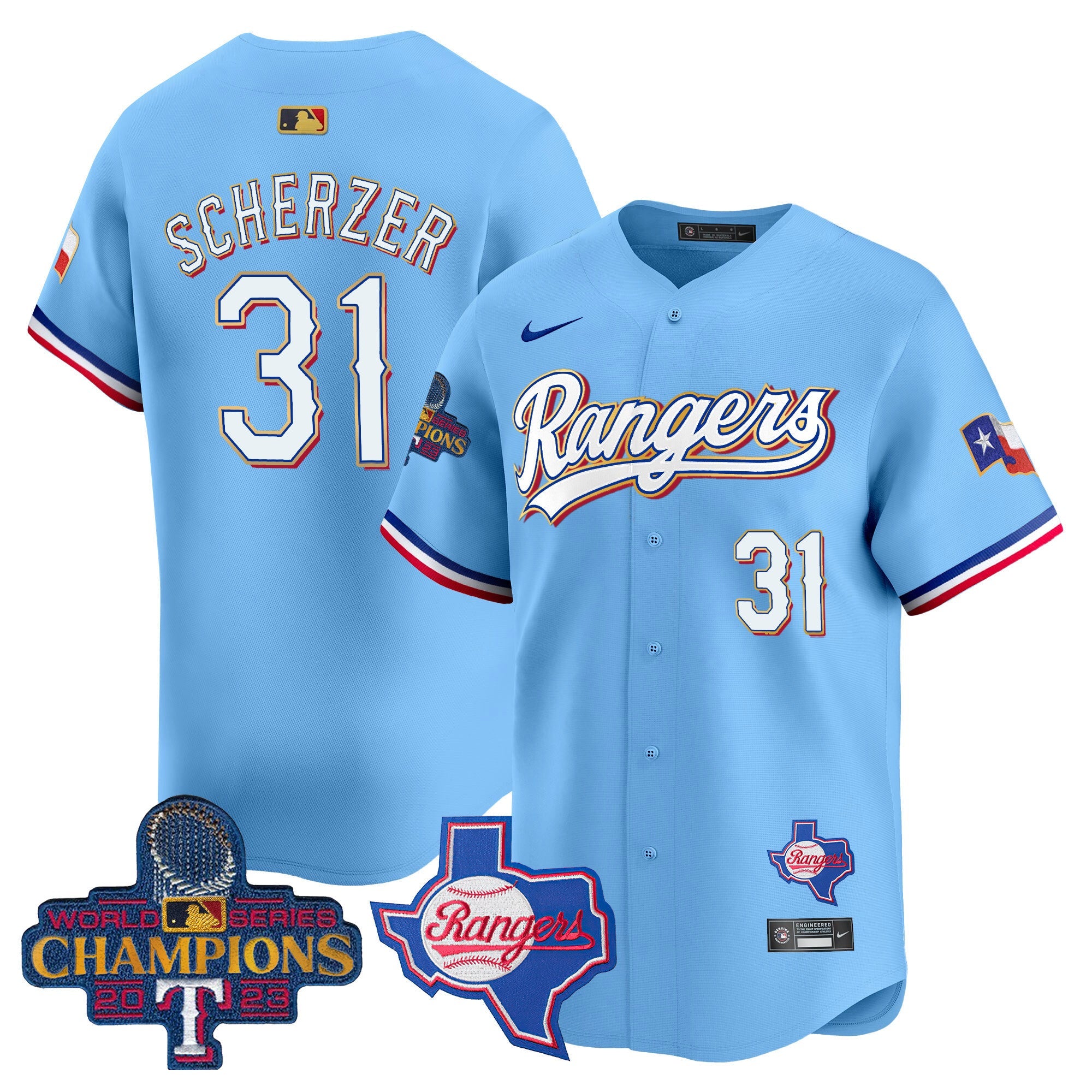 Men’s Texas 2023 World Series Champions Gold Trim Vapor Premier Limited Jersey V2