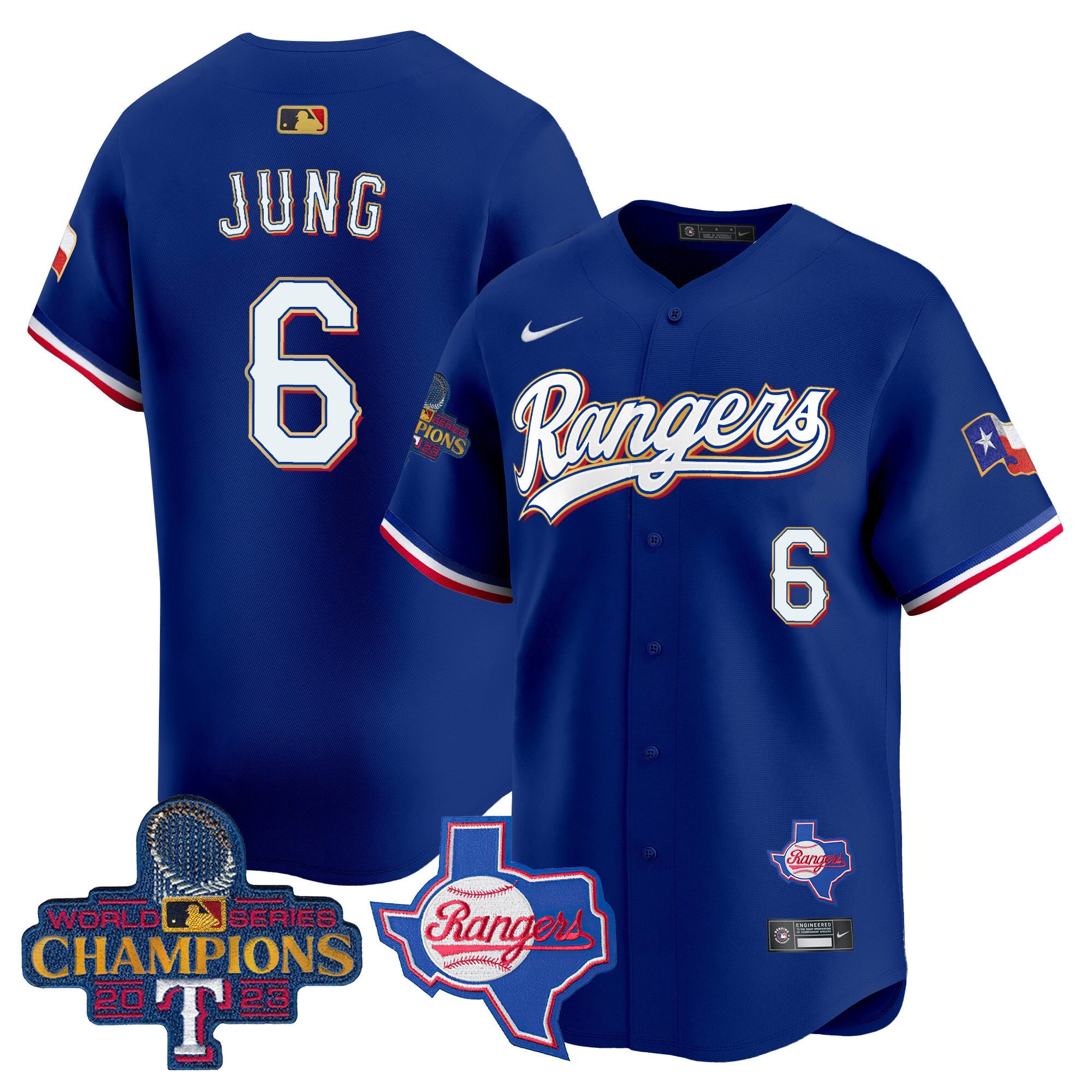 Men’s Texas 2023 World Series Champions Gold Trim Vapor Premier Limited Jersey V2