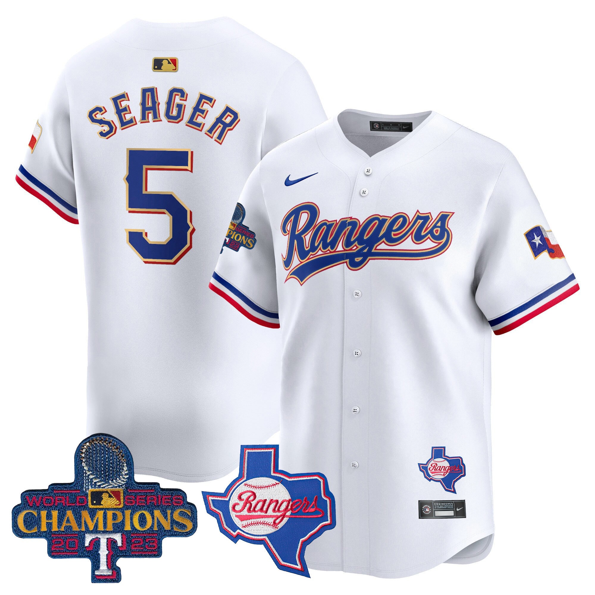 Men’s Texas 2023 World Series Champions Gold Trim Vapor Premier Limited Jersey V2