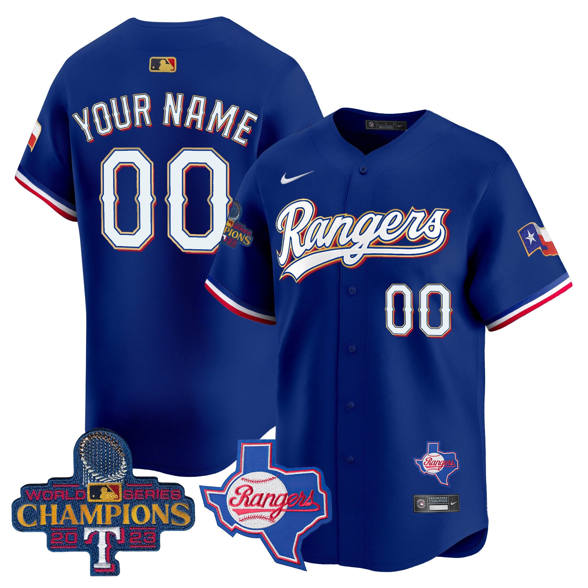 Texas 2023 World Series Champions Gold Trim Vapor Premier Limited Custom Jersey V2