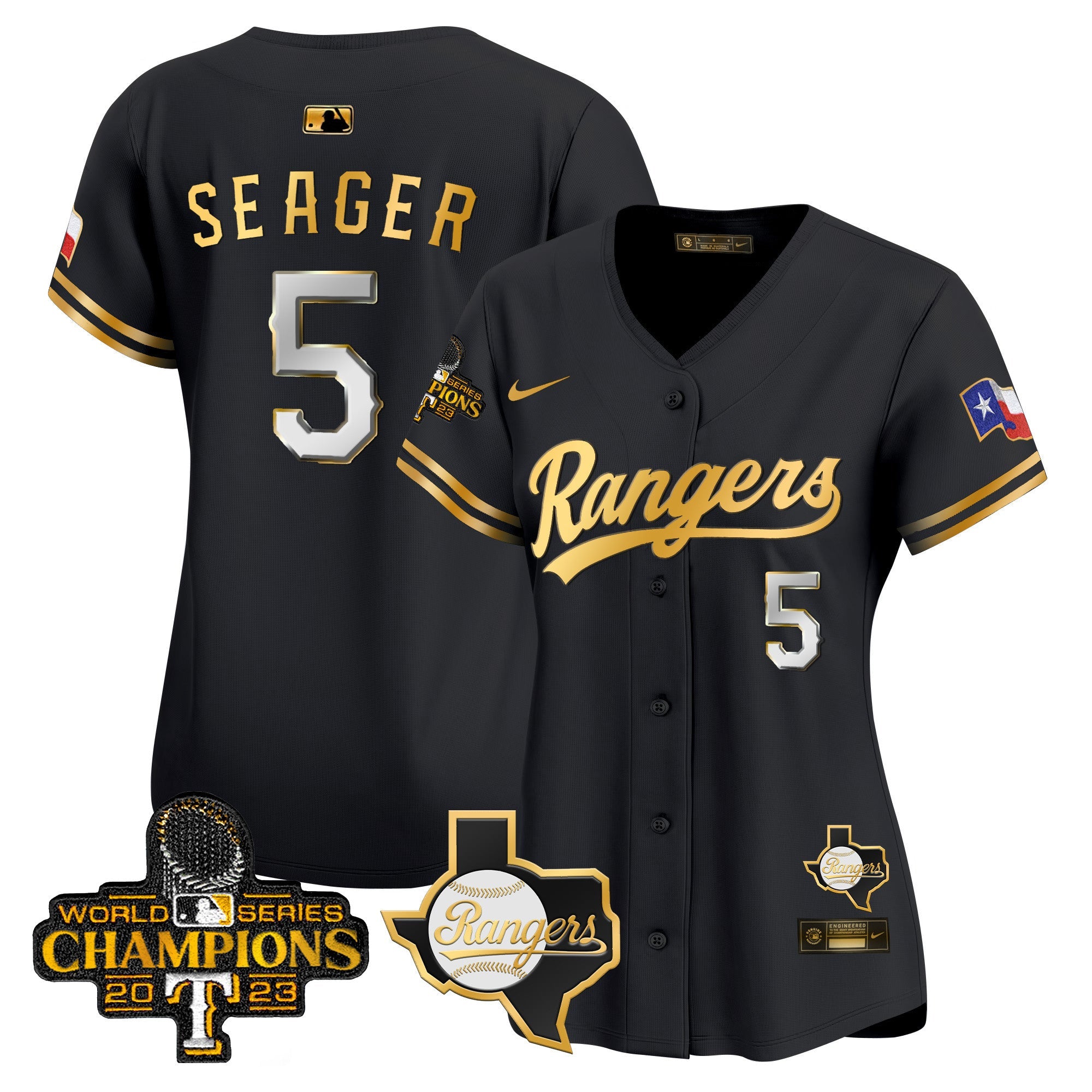 Women’s Texas 2023 World Series Champions Gold Trim Vapor Premier Limited Jersey V2