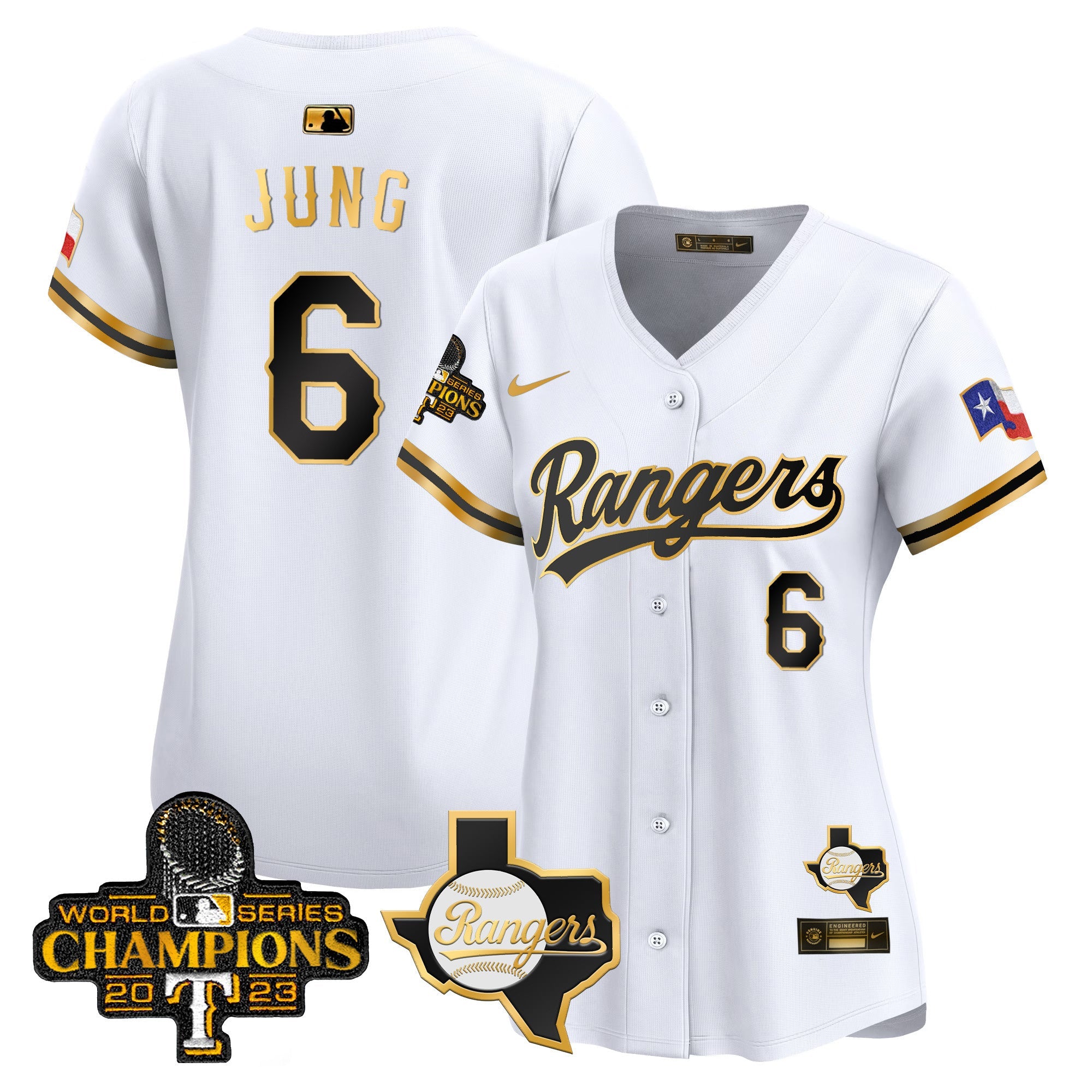 Women’s Texas 2023 World Series Champions Gold Trim Vapor Premier Limited Jersey V2