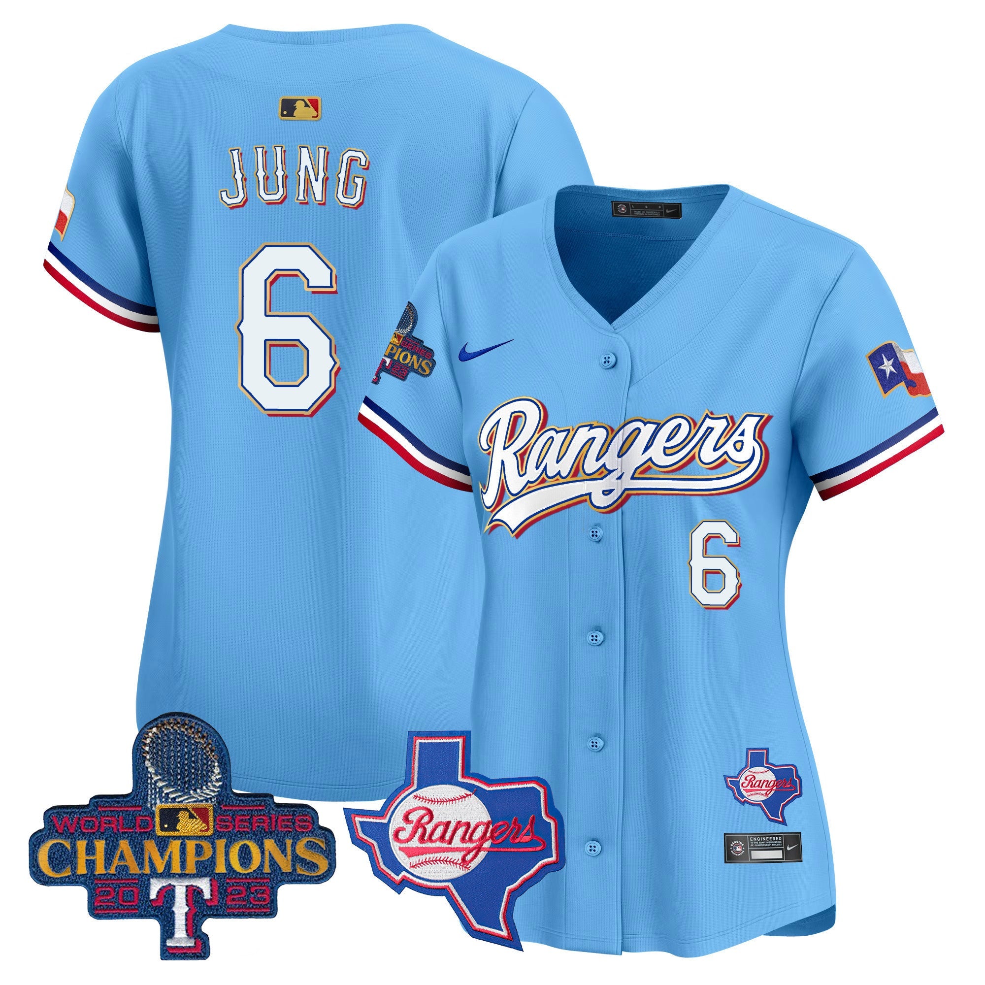 Women’s Texas 2023 World Series Champions Gold Trim Vapor Premier Limited Jersey V2