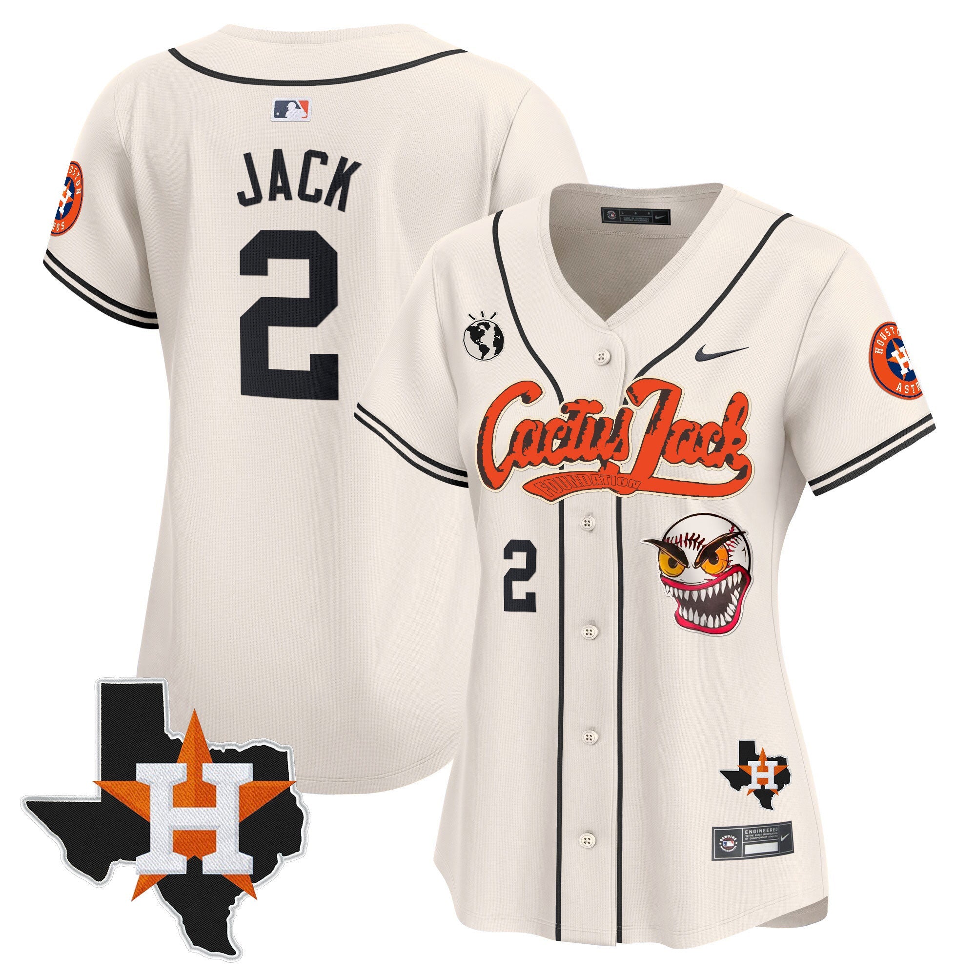 Women’s Houston Cactus Jack Patch Vapor Premier Limited Jersey V6 – Stitched