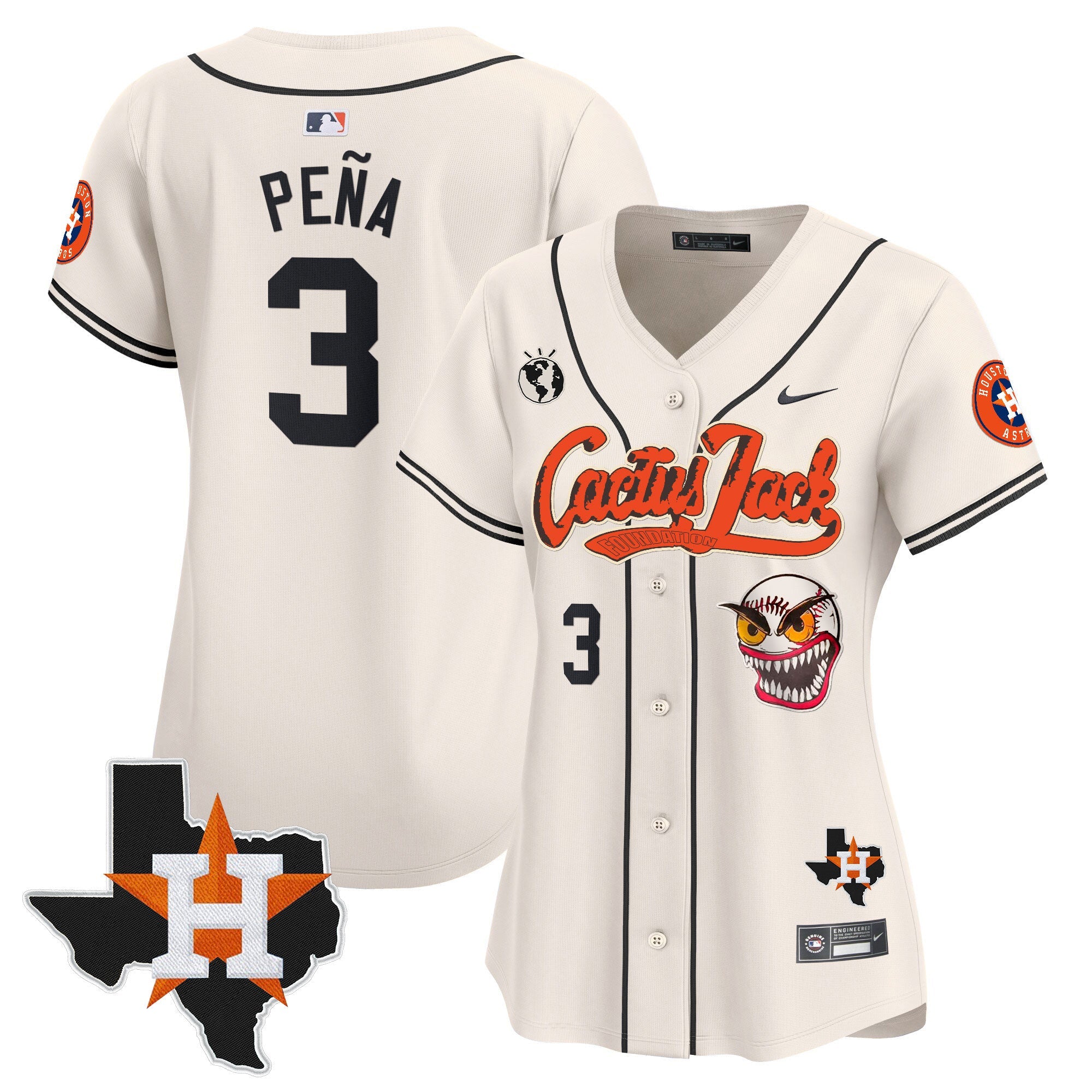 Women’s Houston Cactus Jack Patch Vapor Premier Limited Jersey V6 – Stitched