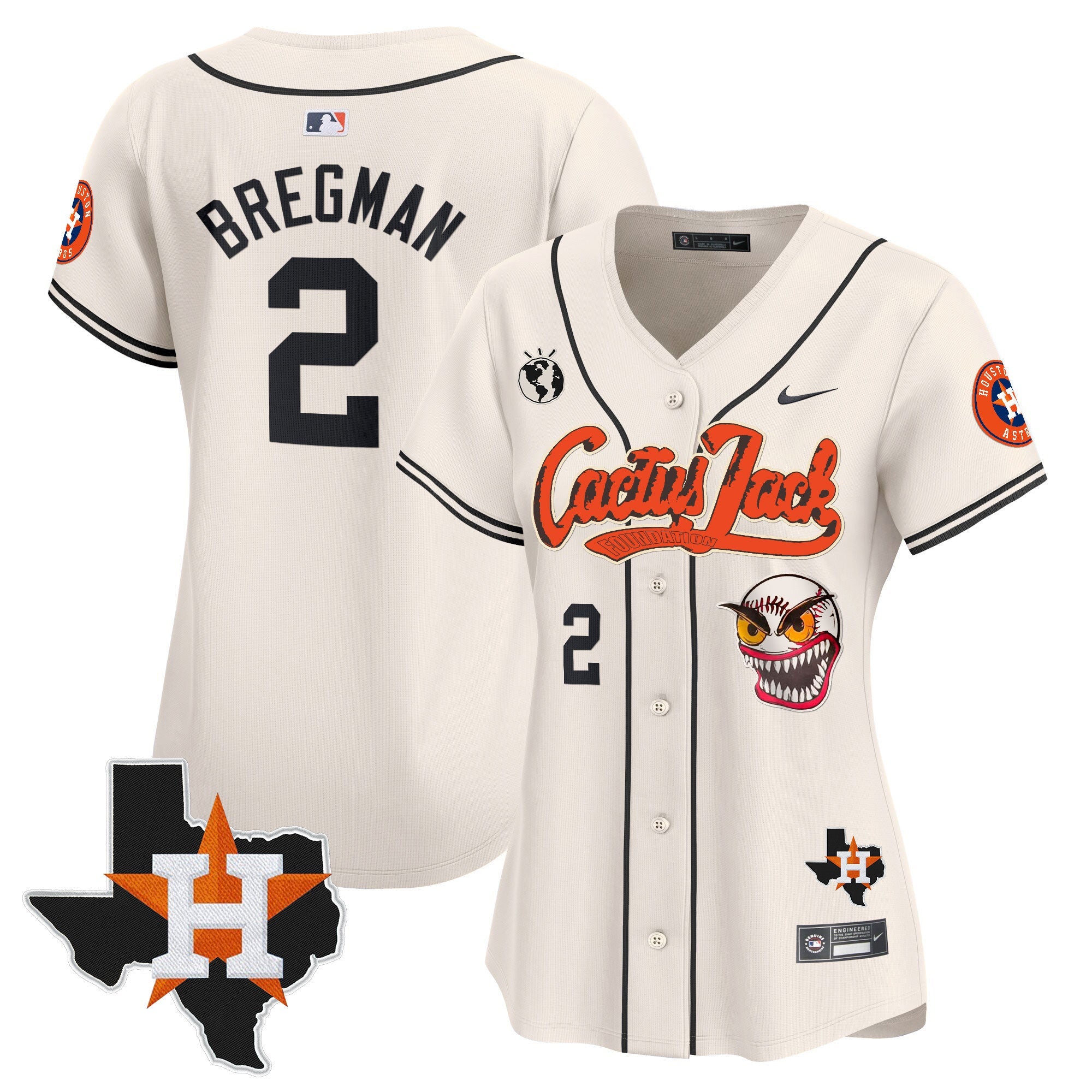 Women’s Houston Cactus Jack Patch Vapor Premier Limited Jersey V6 – Stitched