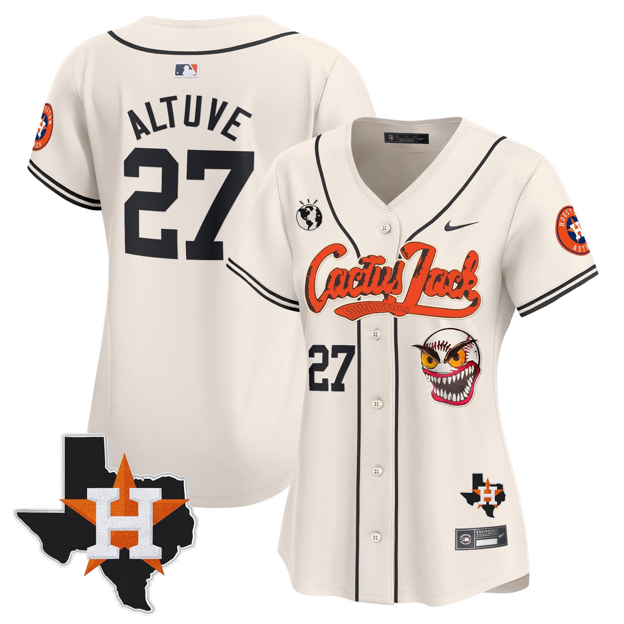 Women’s Houston Cactus Jack Patch Vapor Premier Limited Jersey V6 – Stitched