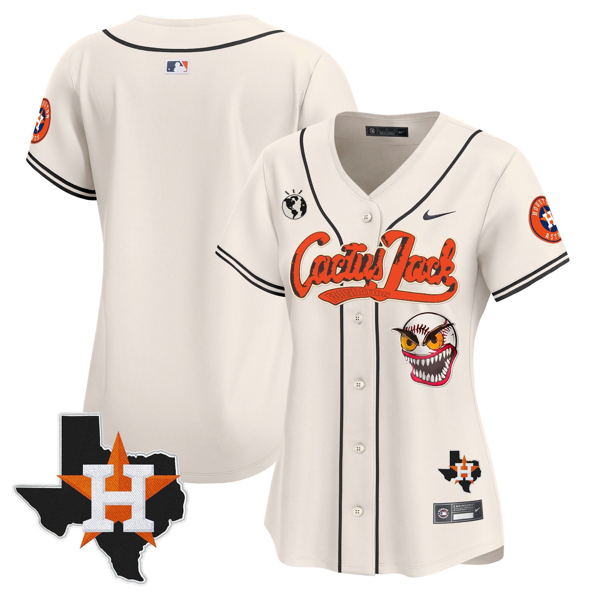 Women’s Houston Cactus Jack Patch Vapor Premier Limited Jersey V6 – Stitched
