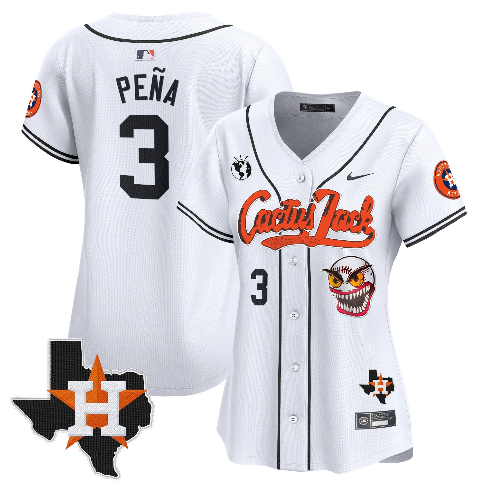 Women’s Houston Cactus Jack Patch Vapor Premier Limited Jersey V6 – Stitched