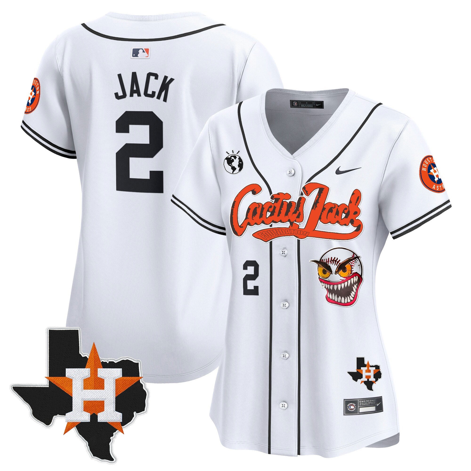Women’s Houston Cactus Jack Patch Vapor Premier Limited Jersey V6 – Stitched