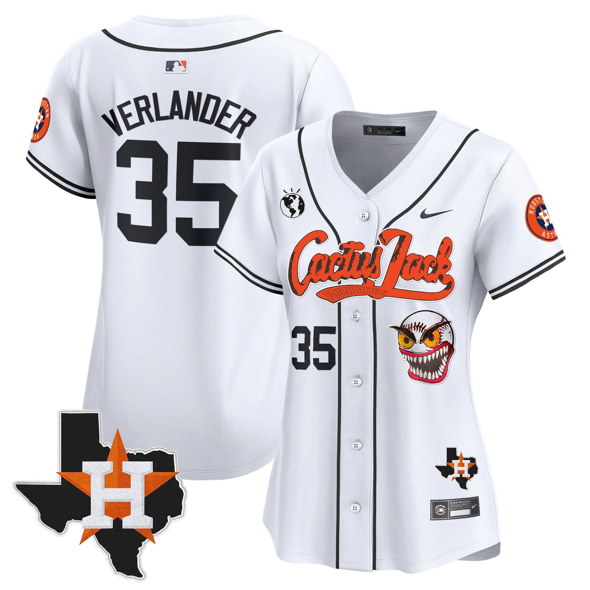 Women’s Houston Cactus Jack Patch Vapor Premier Limited Jersey V6 – Stitched