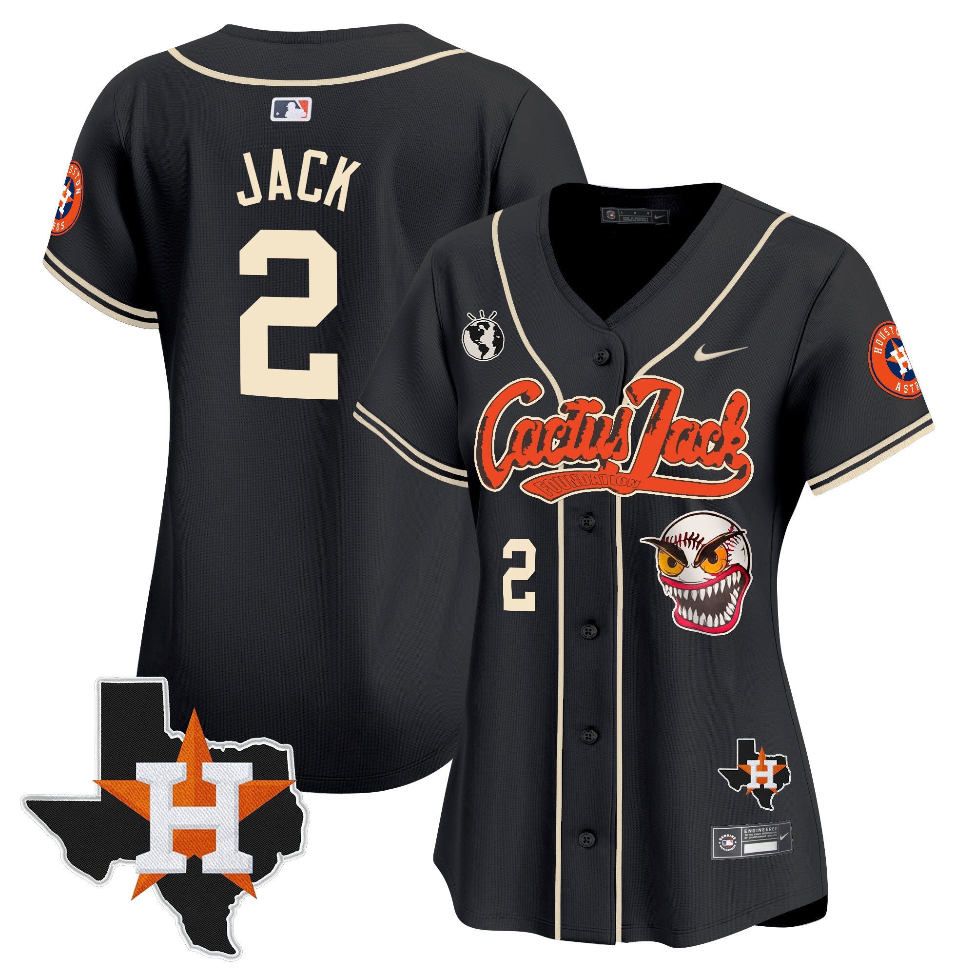 Women’s Houston Cactus Jack Patch Vapor Premier Limited Jersey V6 – Stitched