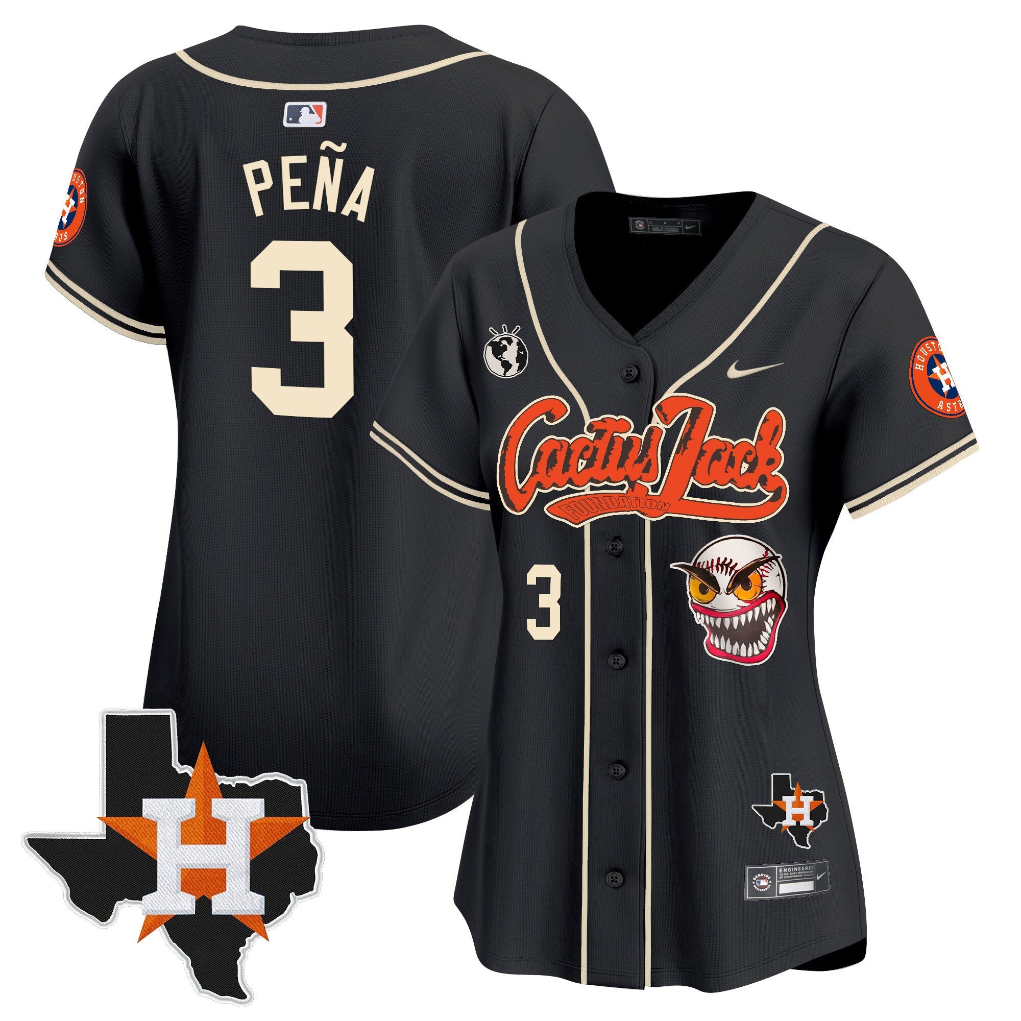 Women’s Houston Cactus Jack Patch Vapor Premier Limited Jersey V6 – Stitched