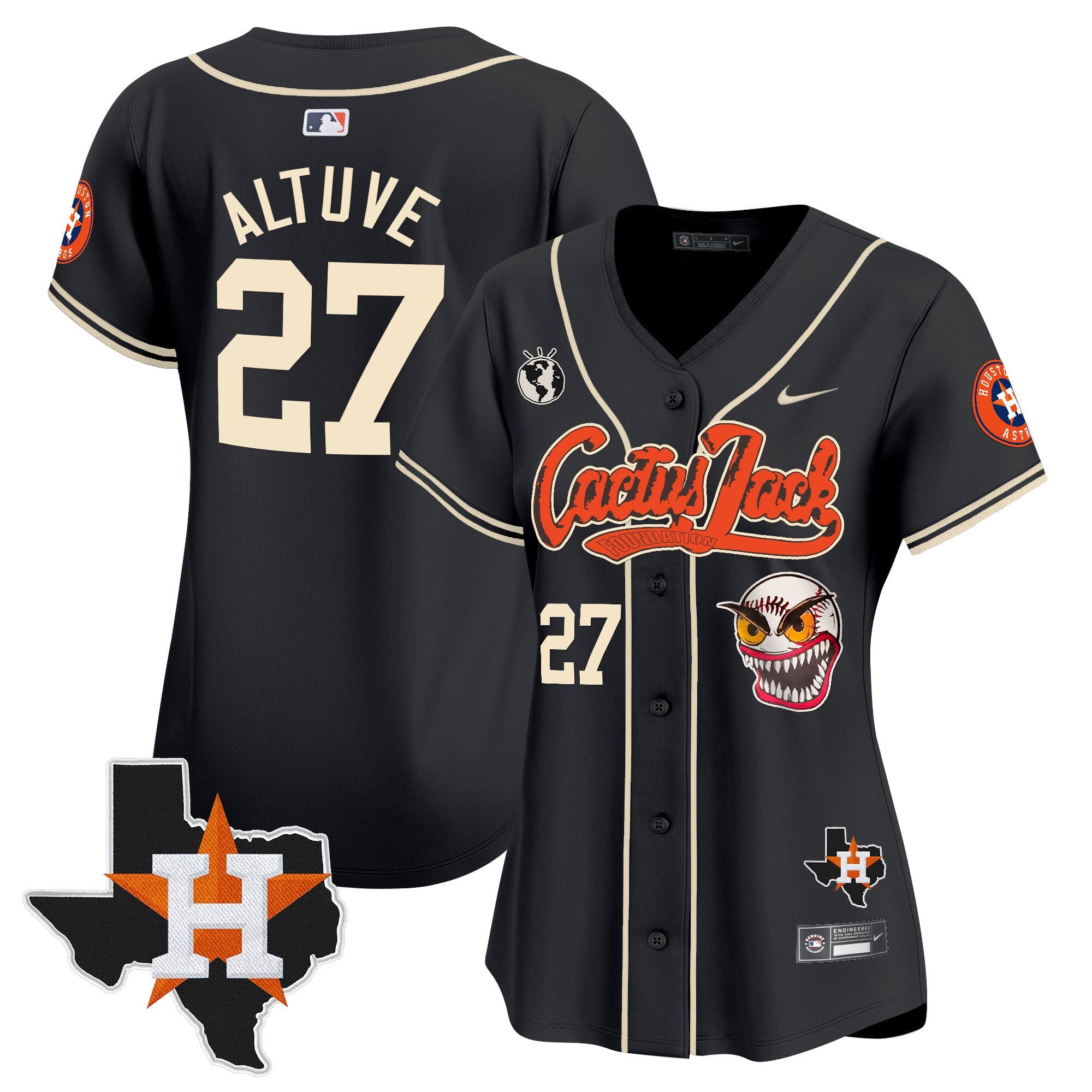 Women’s Houston Cactus Jack Patch Vapor Premier Limited Jersey V6 – Stitched