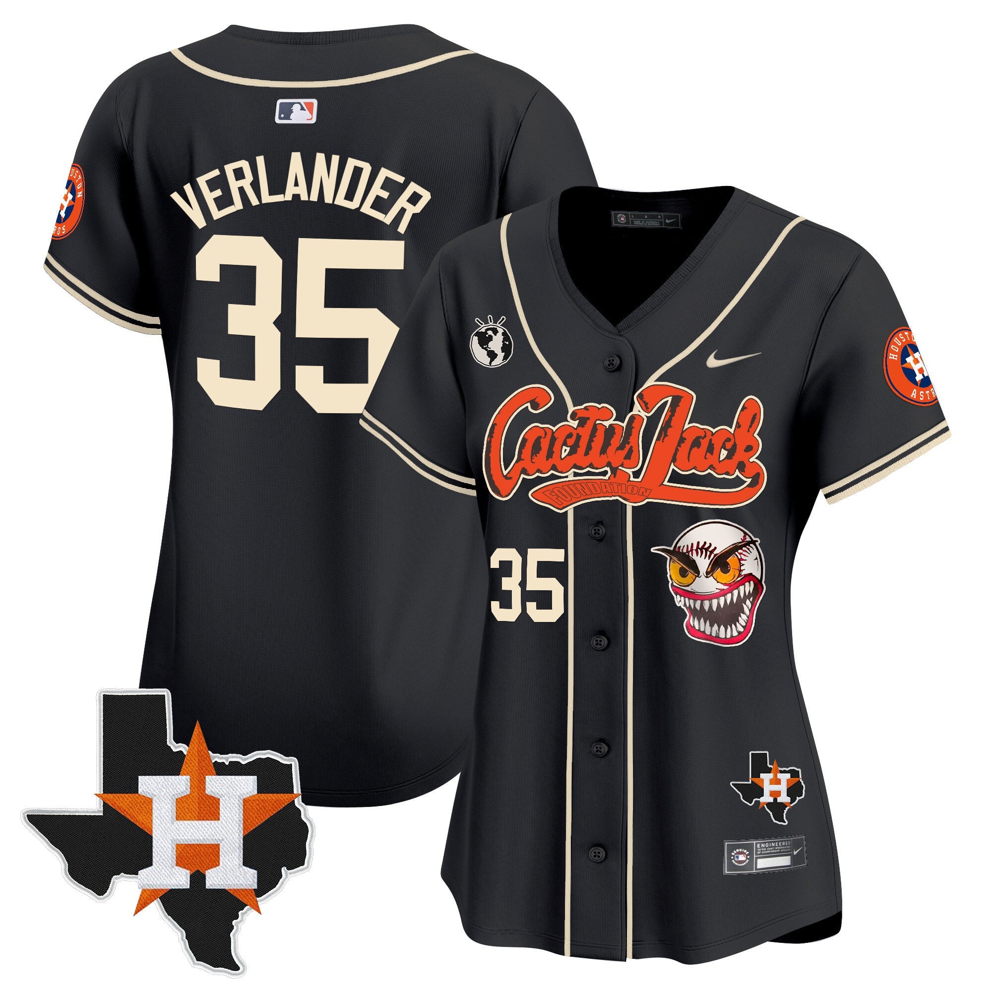 Women’s Houston Cactus Jack Patch Vapor Premier Limited Jersey V6 – Stitched