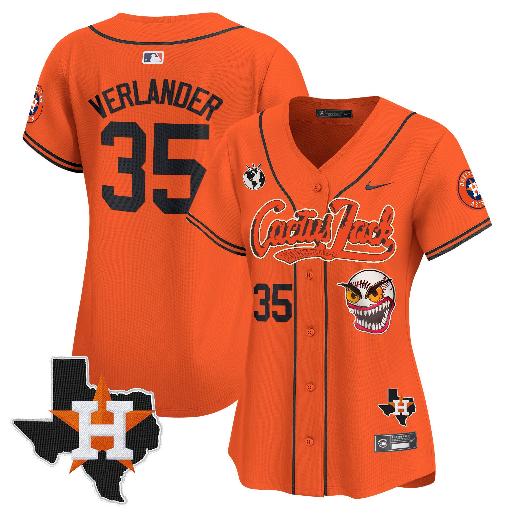 Women’s Houston Cactus Jack Patch Vapor Premier Limited Jersey V6 – Stitched