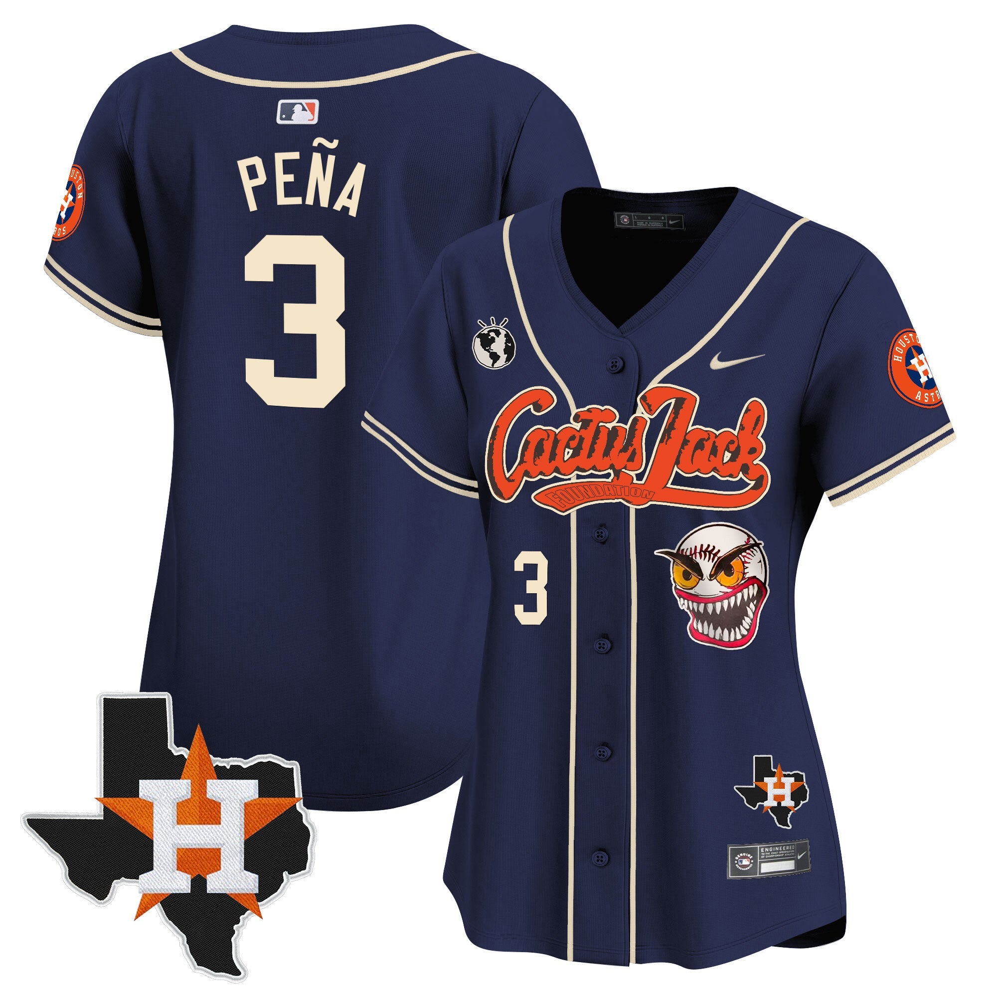 Women’s Houston Cactus Jack Patch Vapor Premier Limited Jersey V6 – Stitched