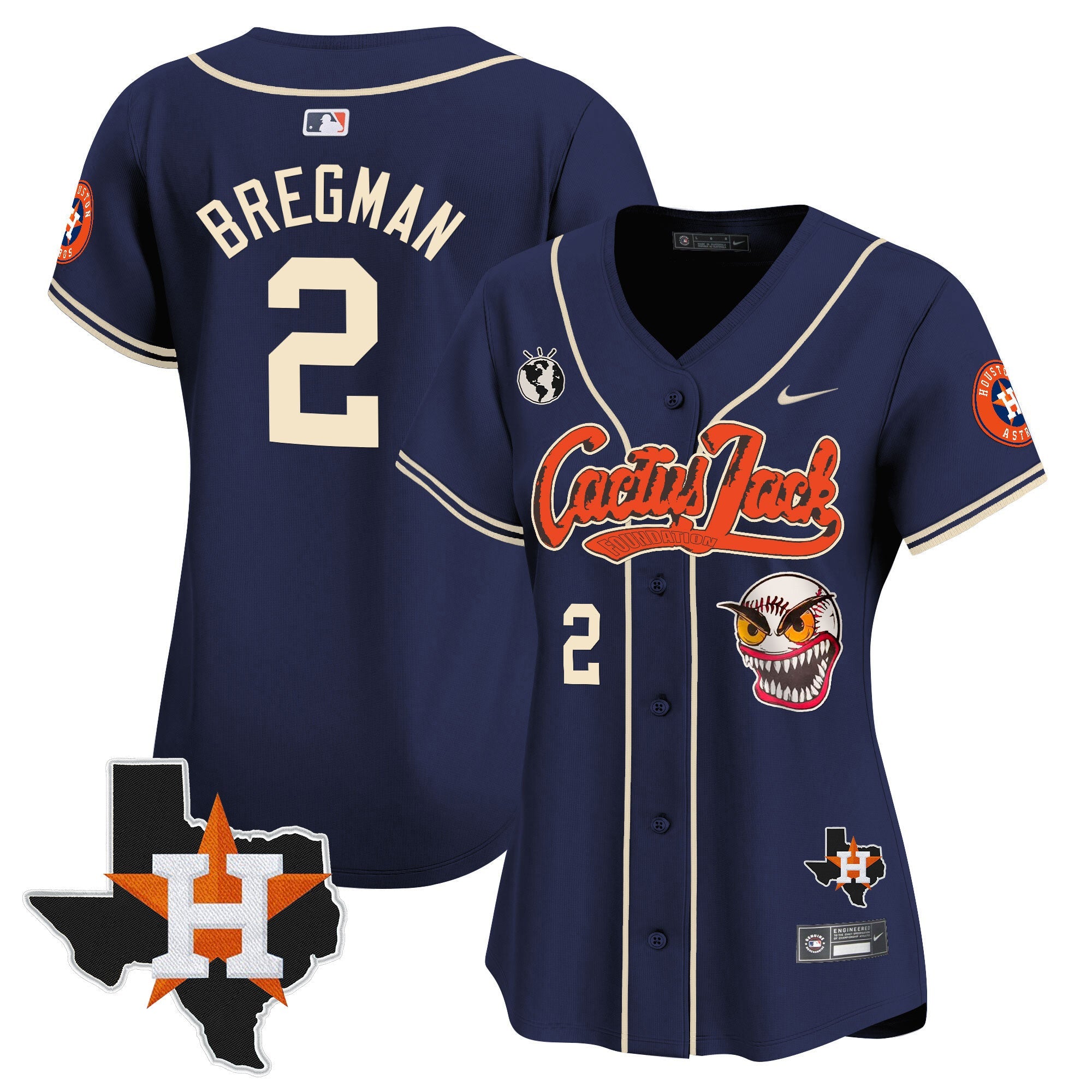 Women’s Houston Cactus Jack Patch Vapor Premier Limited Jersey V6 – Stitched