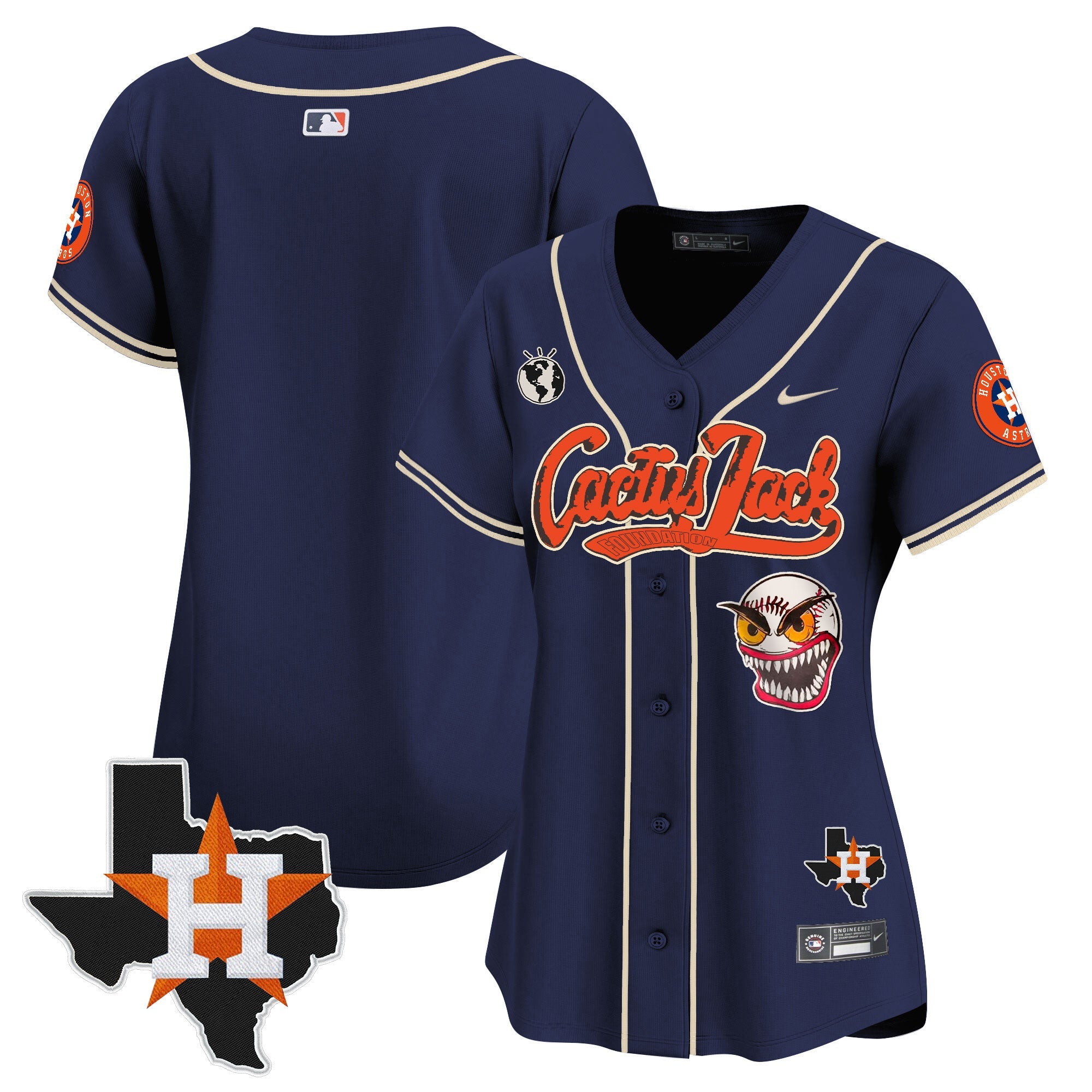 Women’s Houston Cactus Jack Patch Vapor Premier Limited Jersey V6 – Stitched