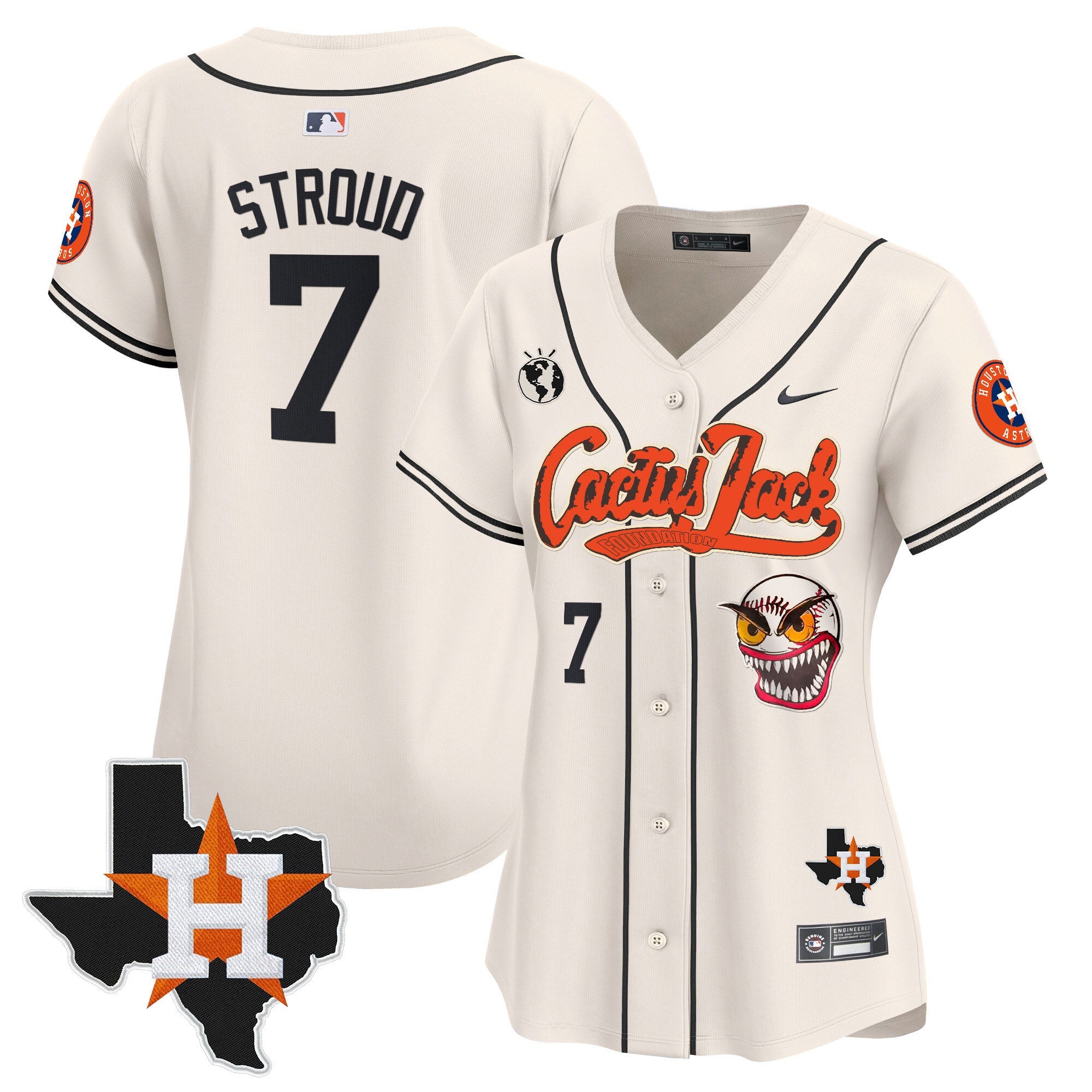 Women’s Houston Cactus Jack Patch Vapor Premier Limited Jersey V6 – Stitched