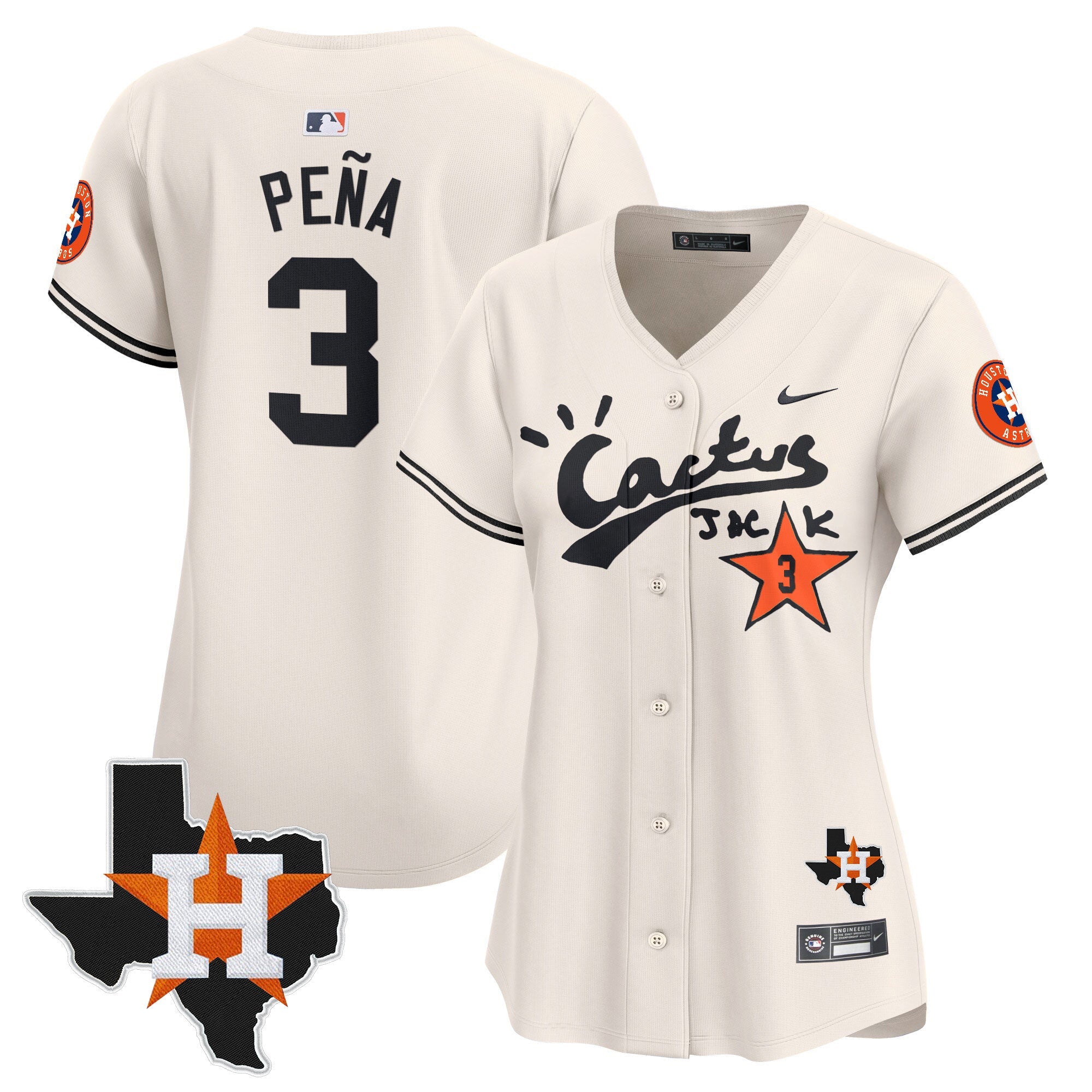 Women’s Houston Cactus Jack Patch Vapor Premier Limited Jersey V7 – Stitched