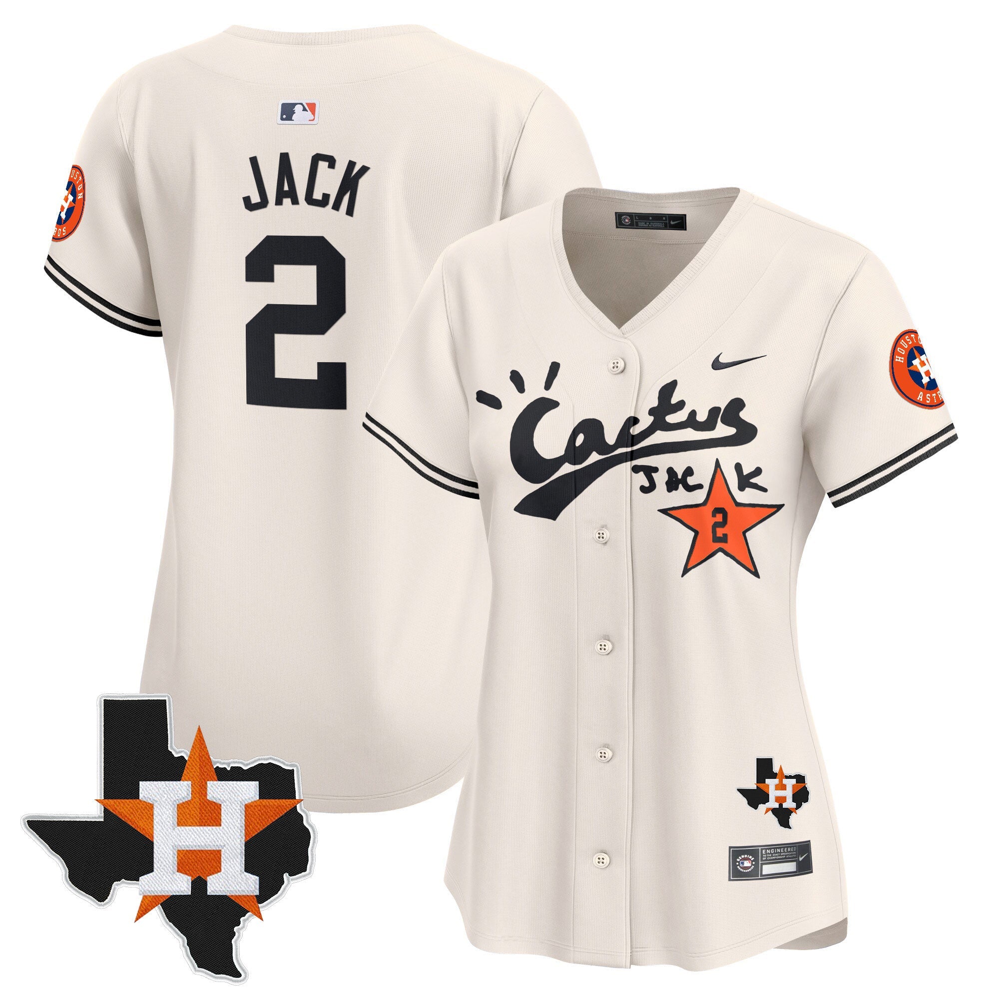 Women’s Houston Cactus Jack Patch Vapor Premier Limited Jersey V7 – Stitched