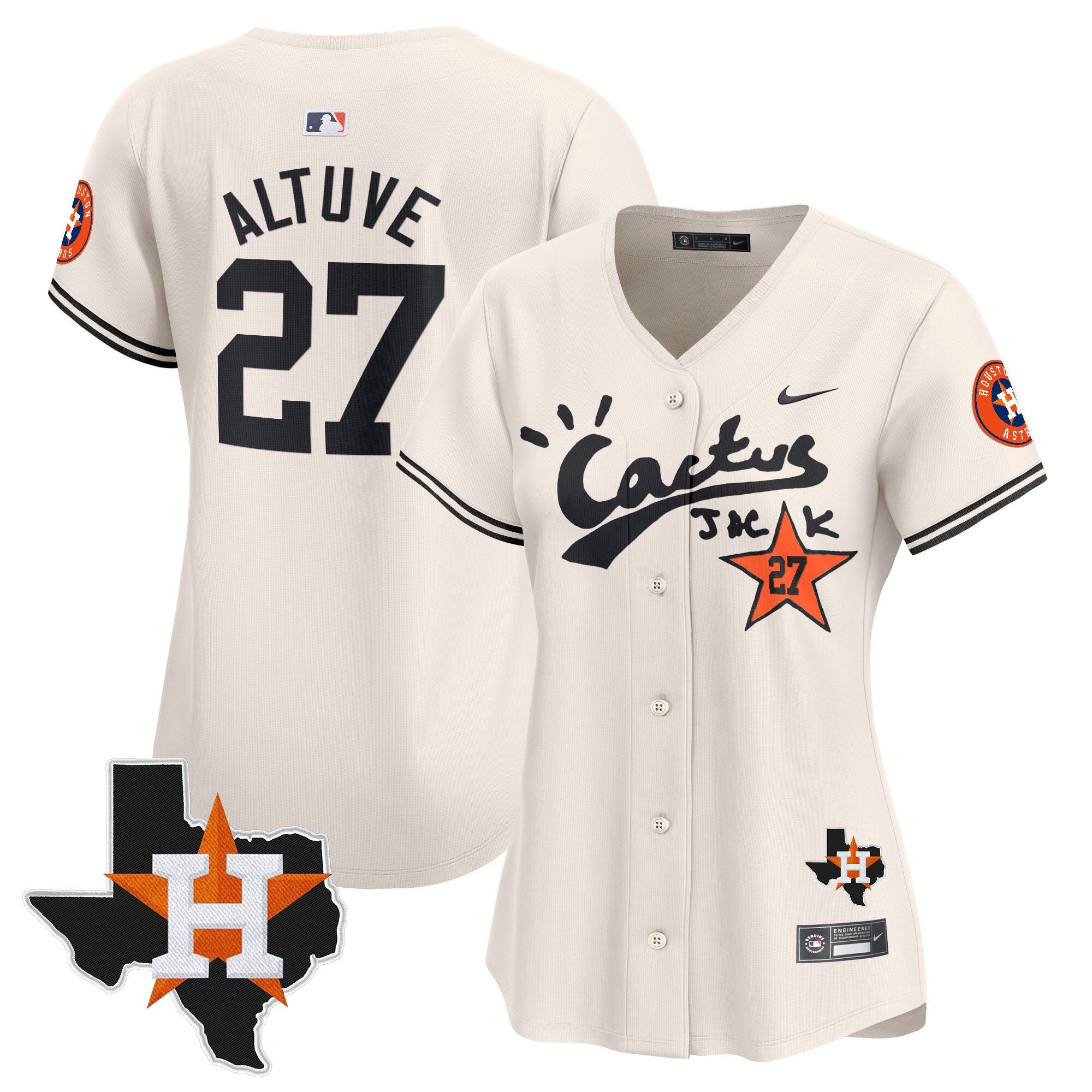 Women’s Houston Cactus Jack Patch Vapor Premier Limited Jersey V7 – Stitched