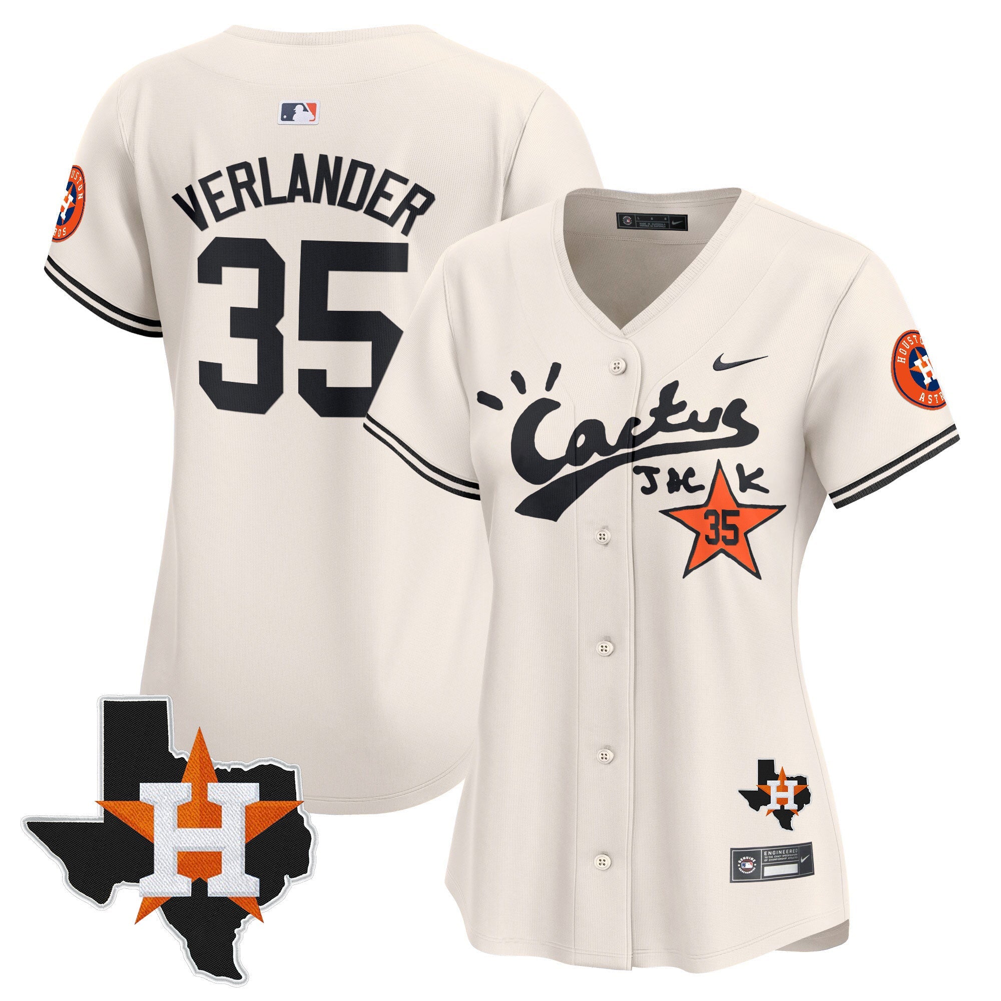 Women’s Houston Cactus Jack Patch Vapor Premier Limited Jersey V7 – Stitched
