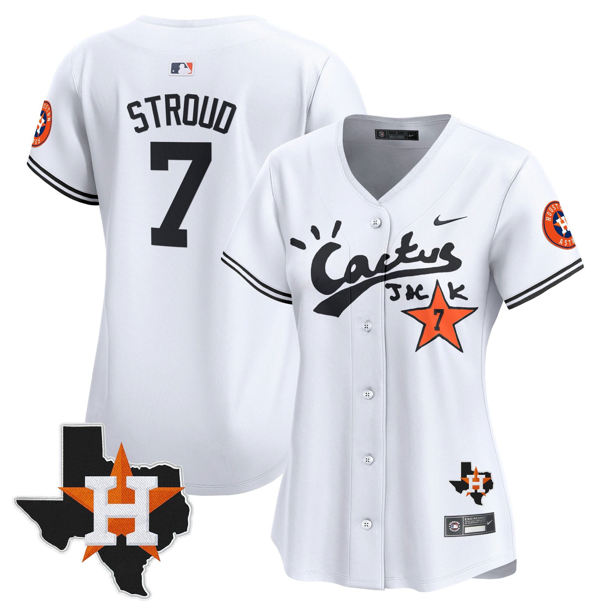 Women’s Houston Cactus Jack Patch Vapor Premier Limited Jersey V7 – Stitched