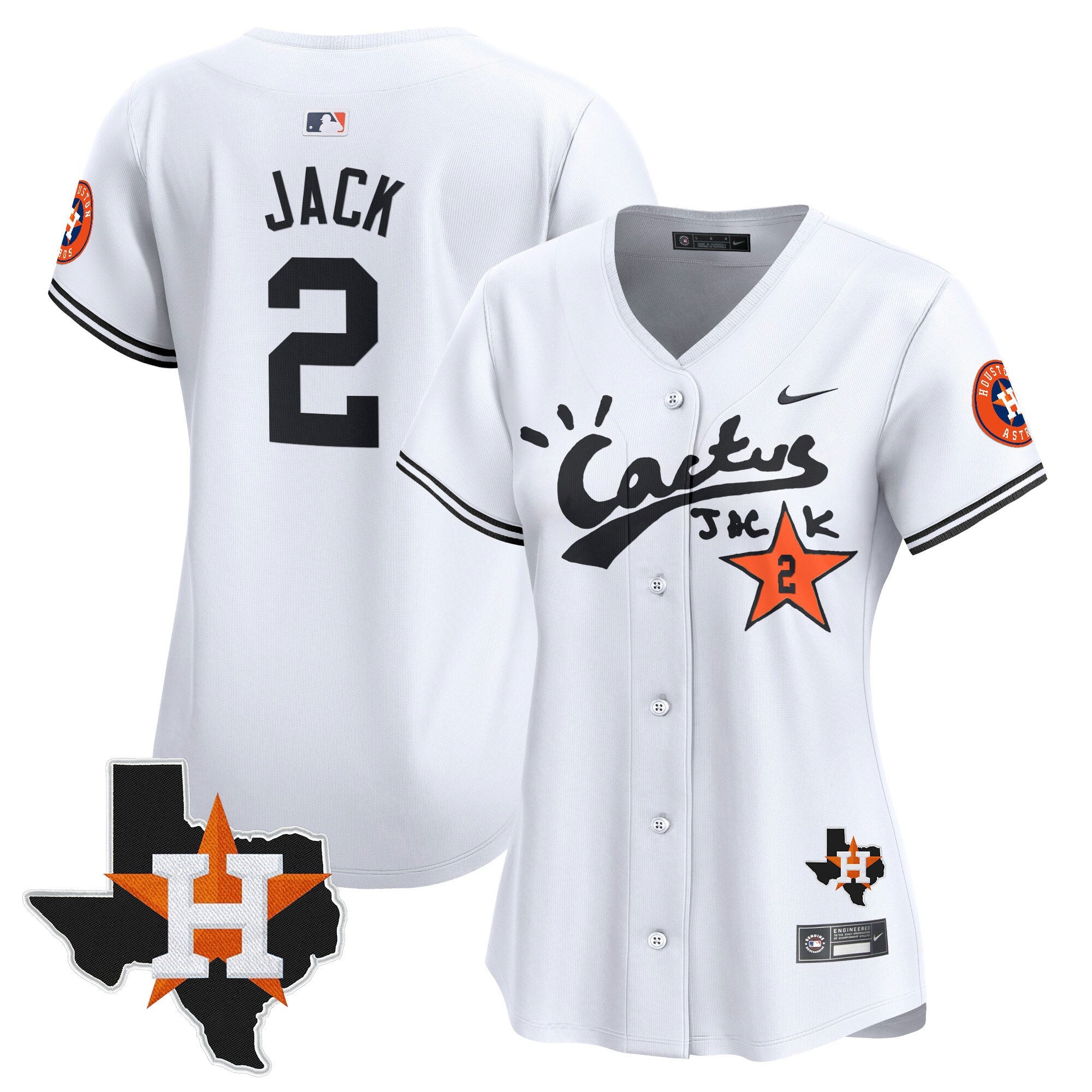 Women’s Houston Cactus Jack Patch Vapor Premier Limited Jersey V7 – Stitched