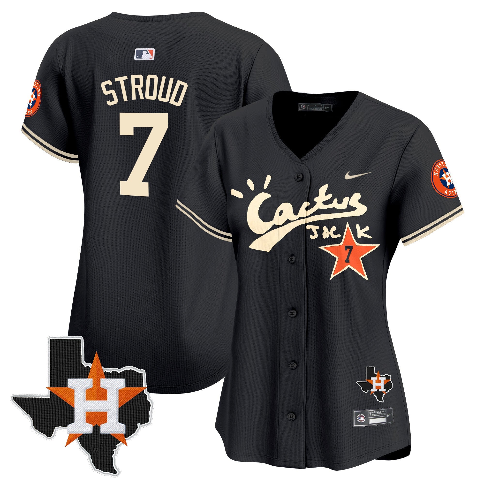 Women’s Houston Cactus Jack Patch Vapor Premier Limited Jersey V7 – Stitched