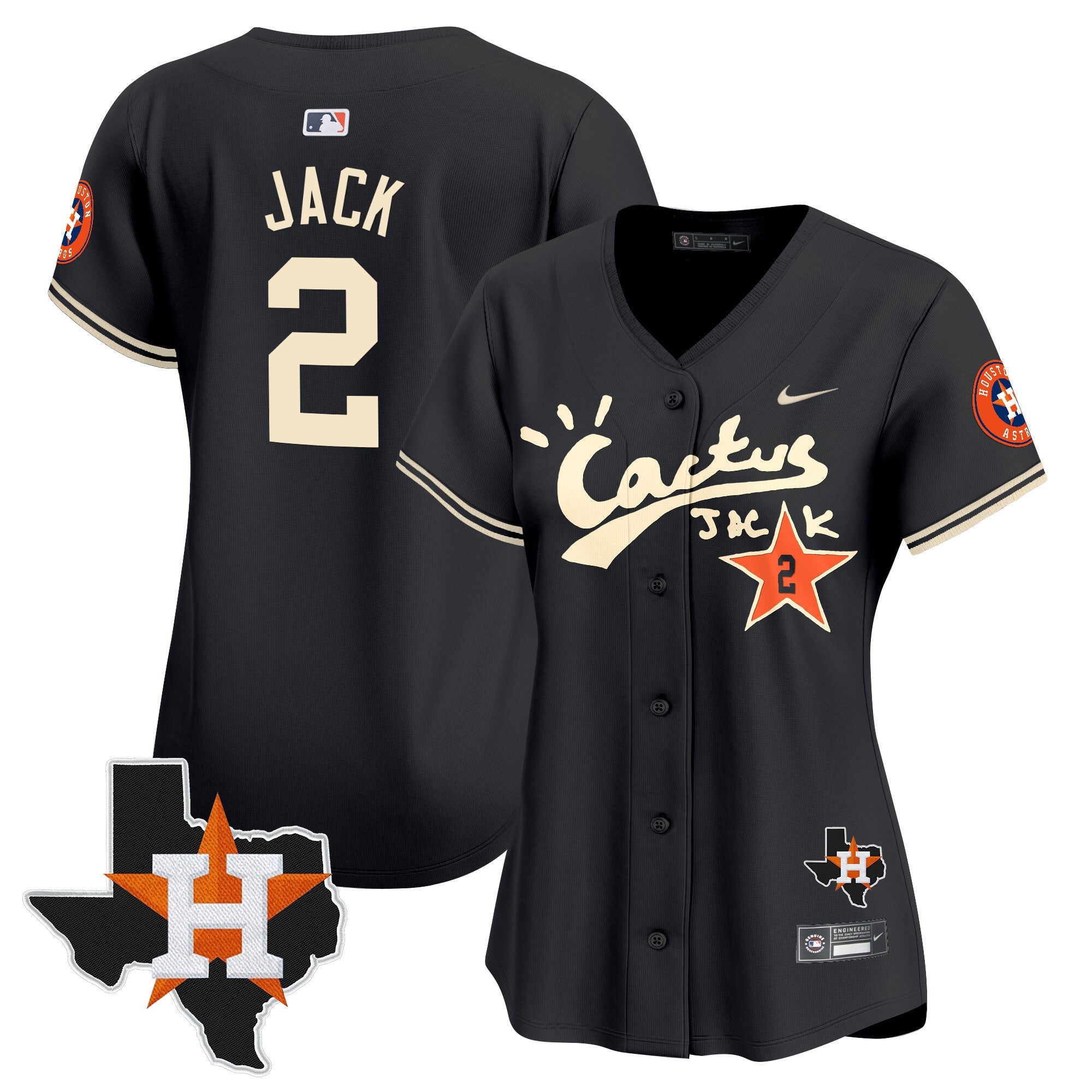Women’s Houston Cactus Jack Patch Vapor Premier Limited Jersey V7 – Stitched