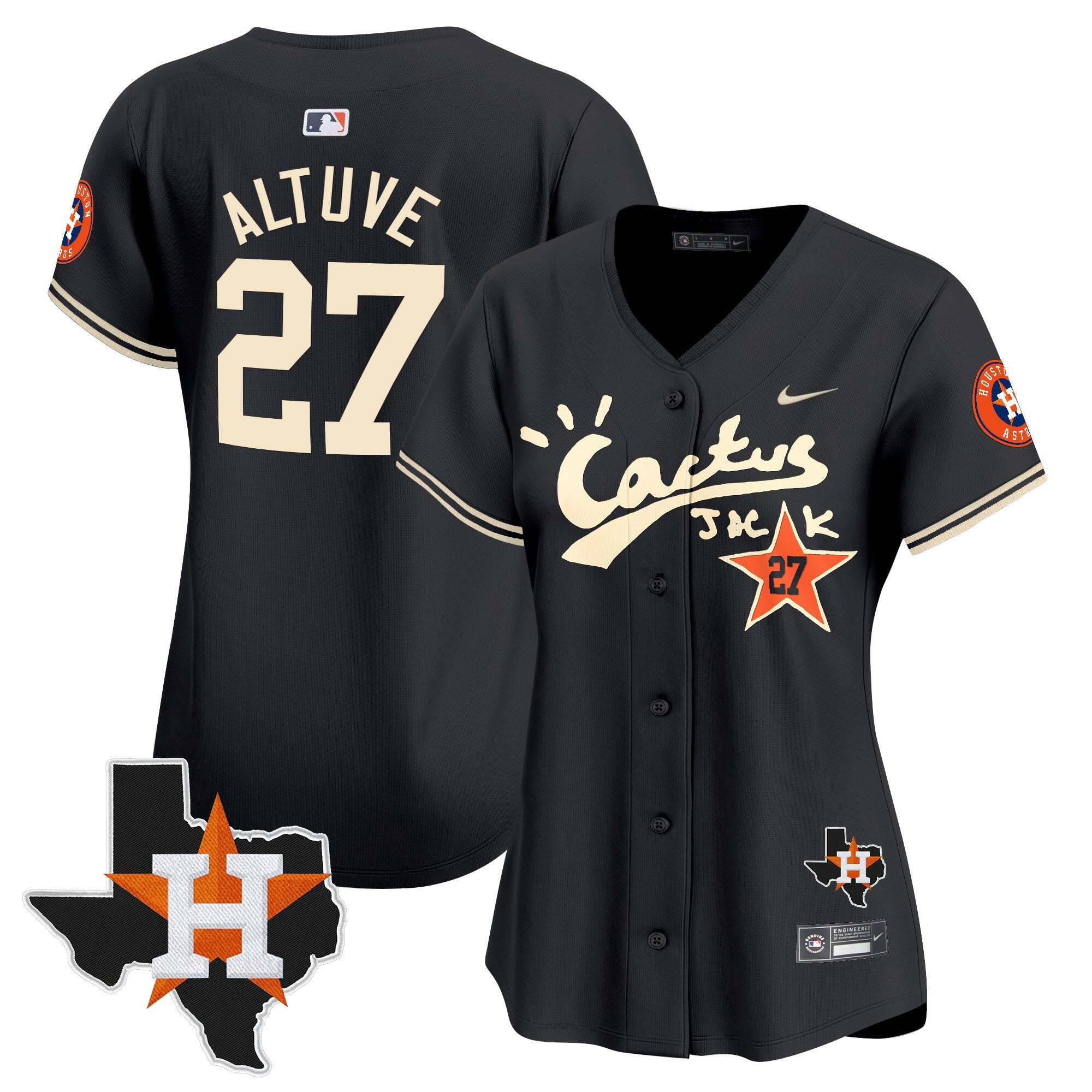 Women’s Houston Cactus Jack Patch Vapor Premier Limited Jersey V7 – Stitched