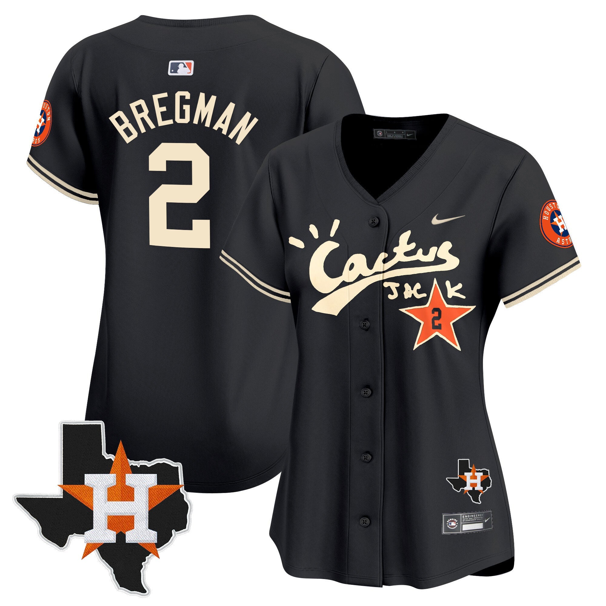 Women’s Houston Cactus Jack Patch Vapor Premier Limited Jersey V7 – Stitched