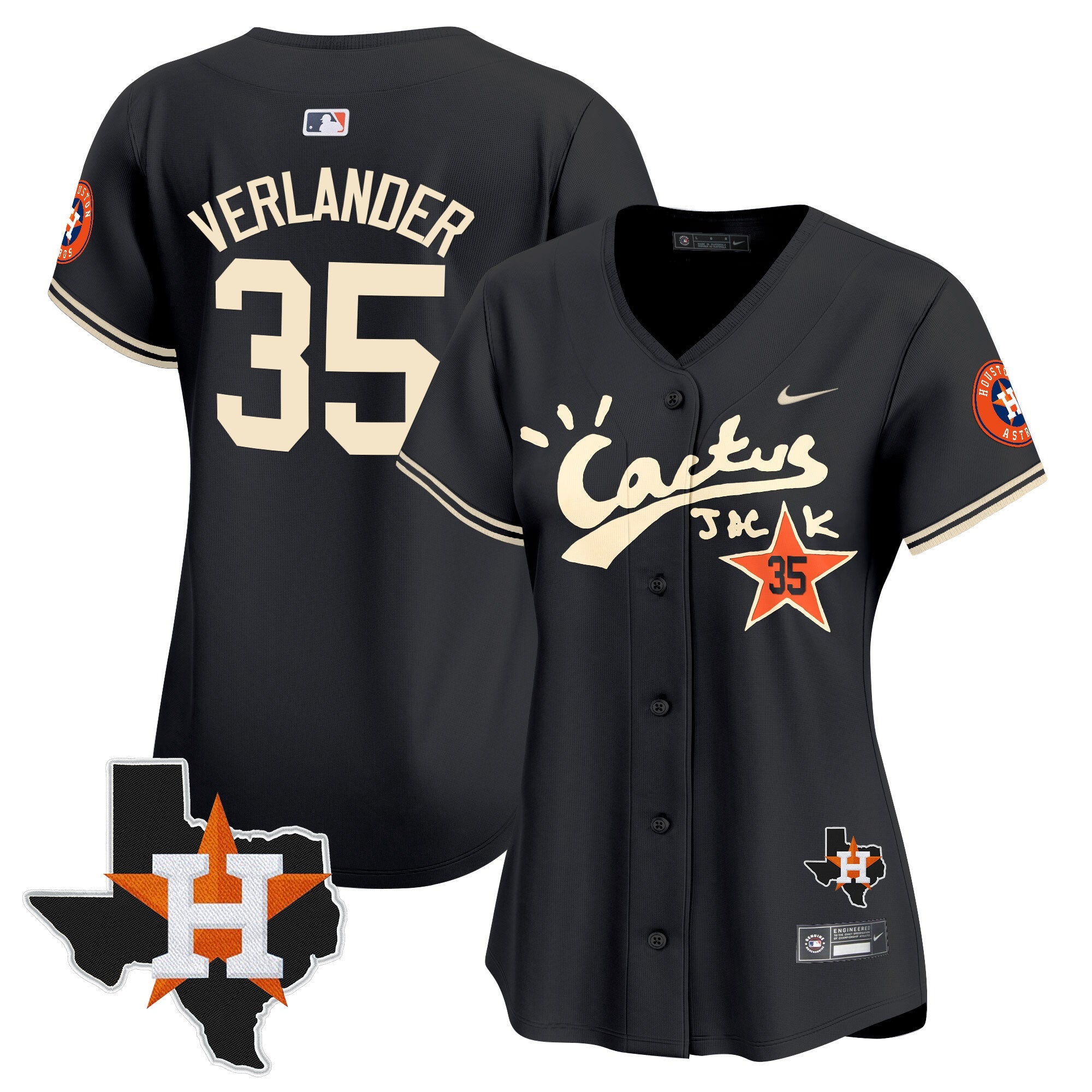 Women’s Houston Cactus Jack Patch Vapor Premier Limited Jersey V7 – Stitched