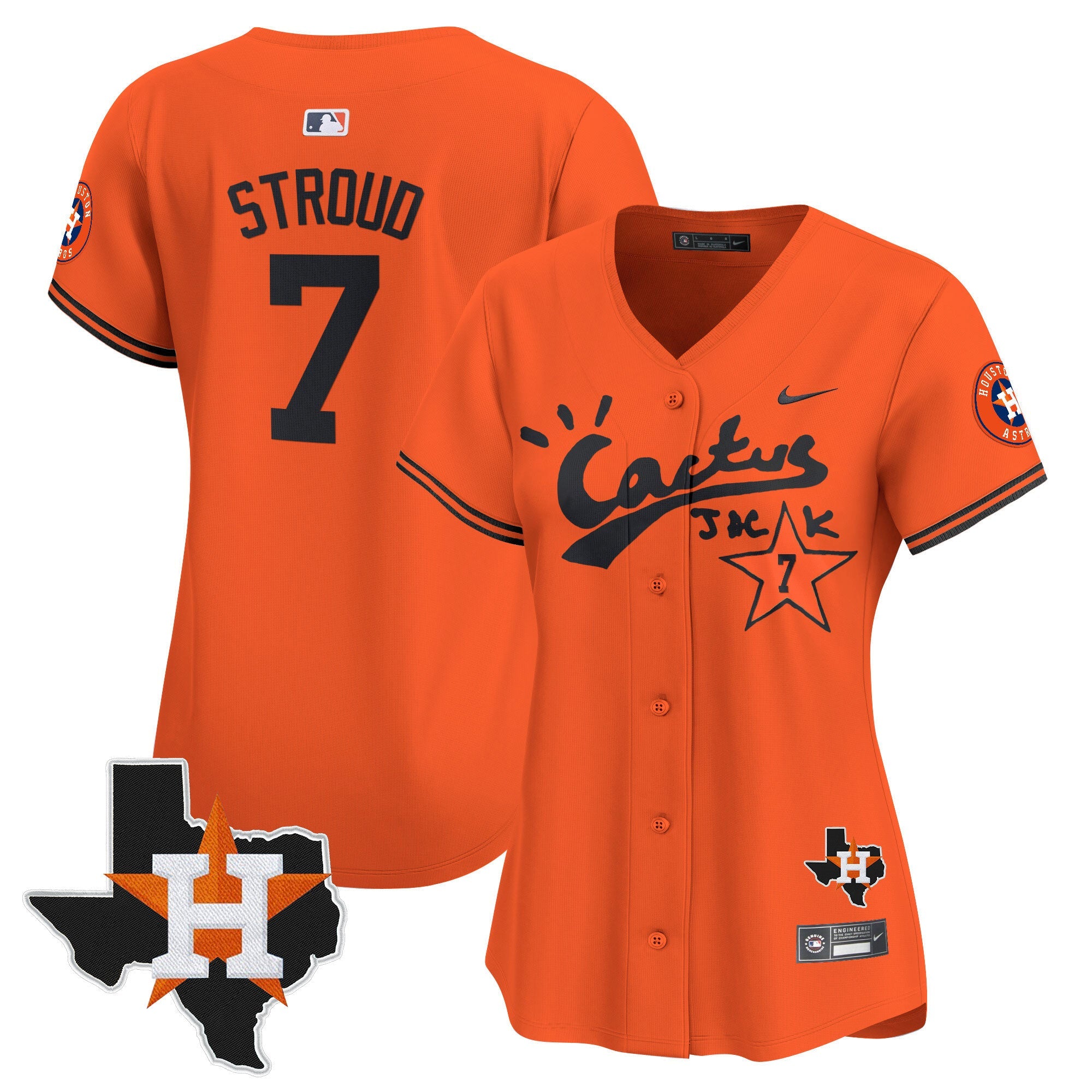 Women’s Houston Cactus Jack Patch Vapor Premier Limited Jersey V7 – Stitched