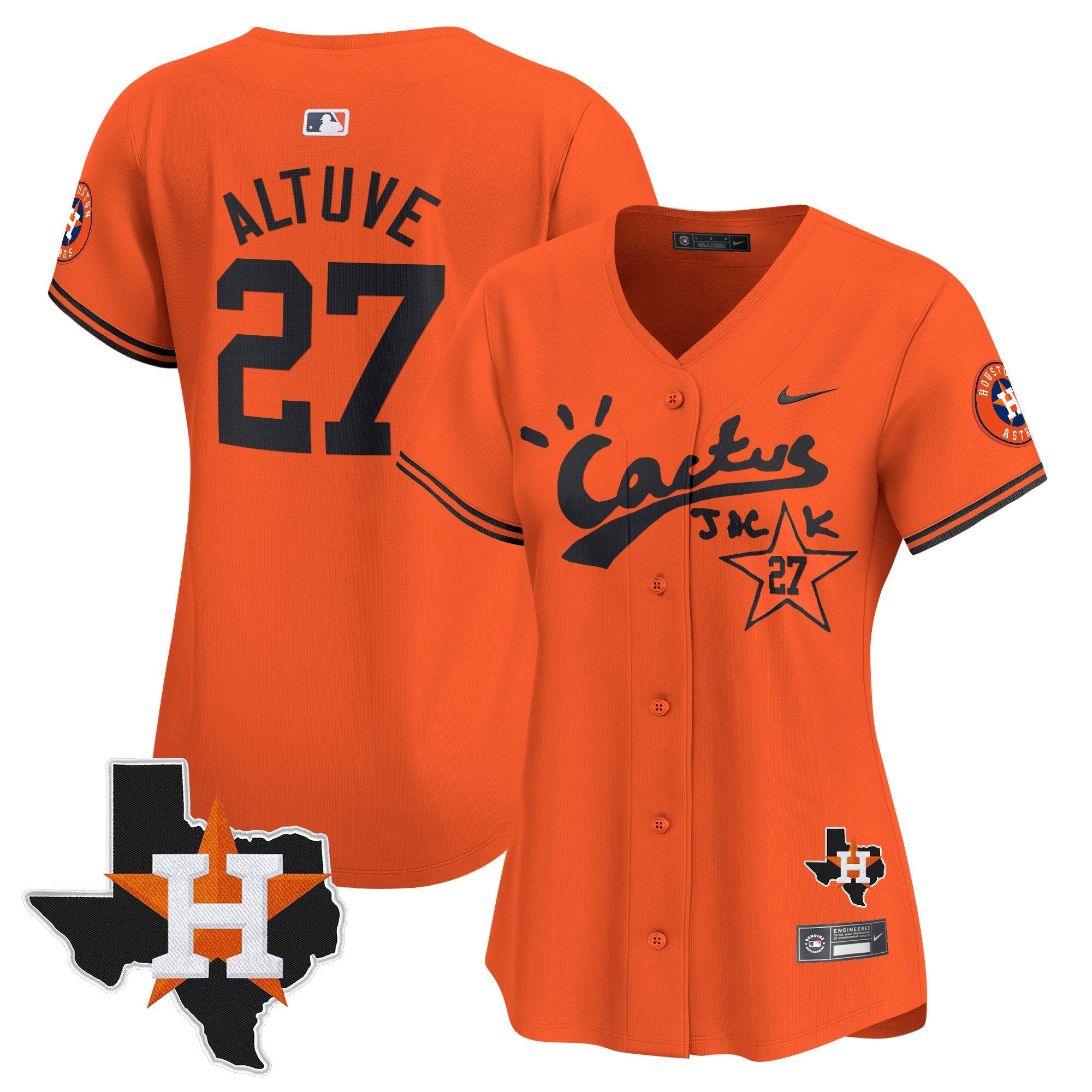 Women’s Houston Cactus Jack Patch Vapor Premier Limited Jersey V7 – Stitched