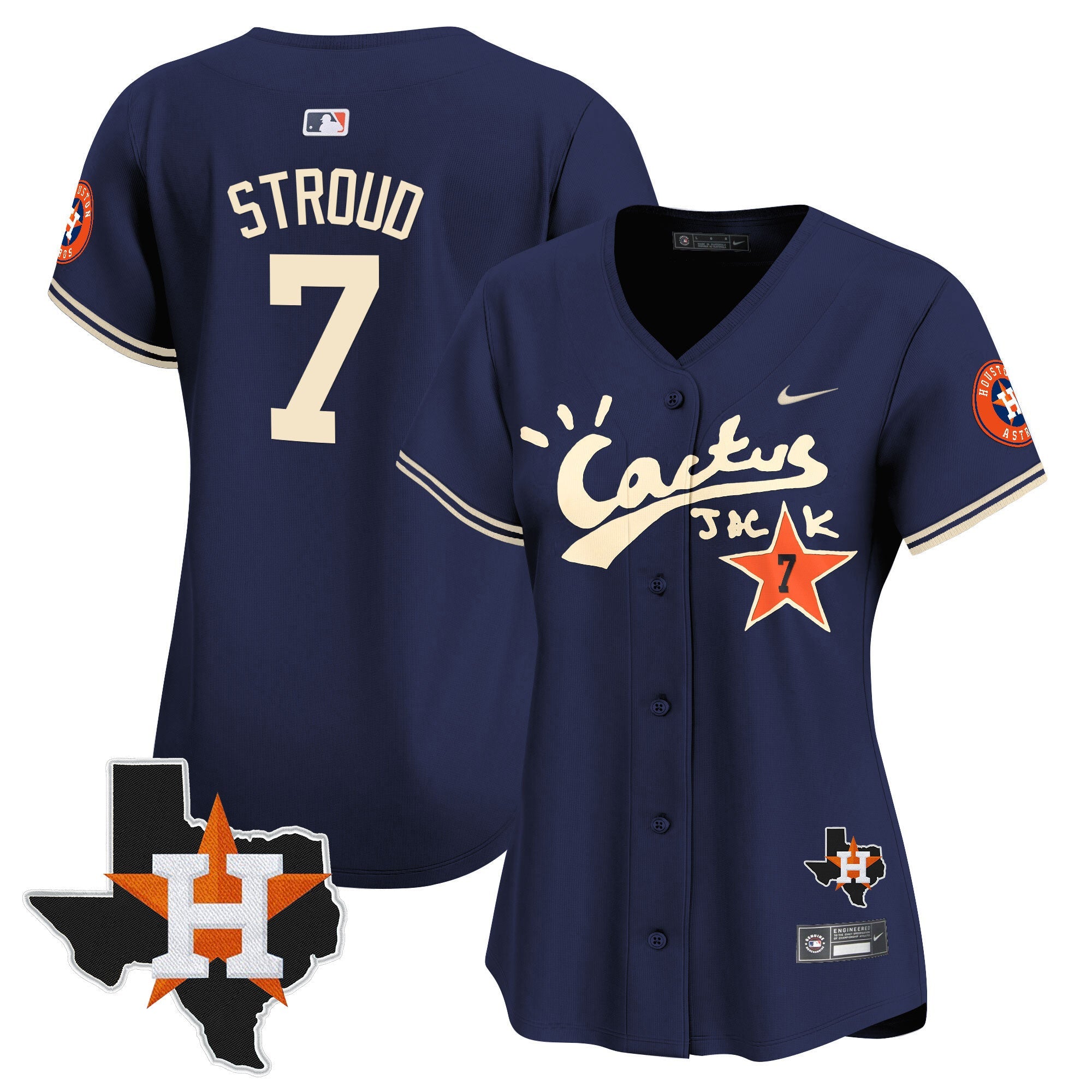 Women’s Houston Cactus Jack Patch Vapor Premier Limited Jersey V7 – Stitched